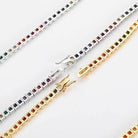 Hillenic Silver & Gold 4mm Square Rainbow Tennis Chain's Back Side of the  Clasps