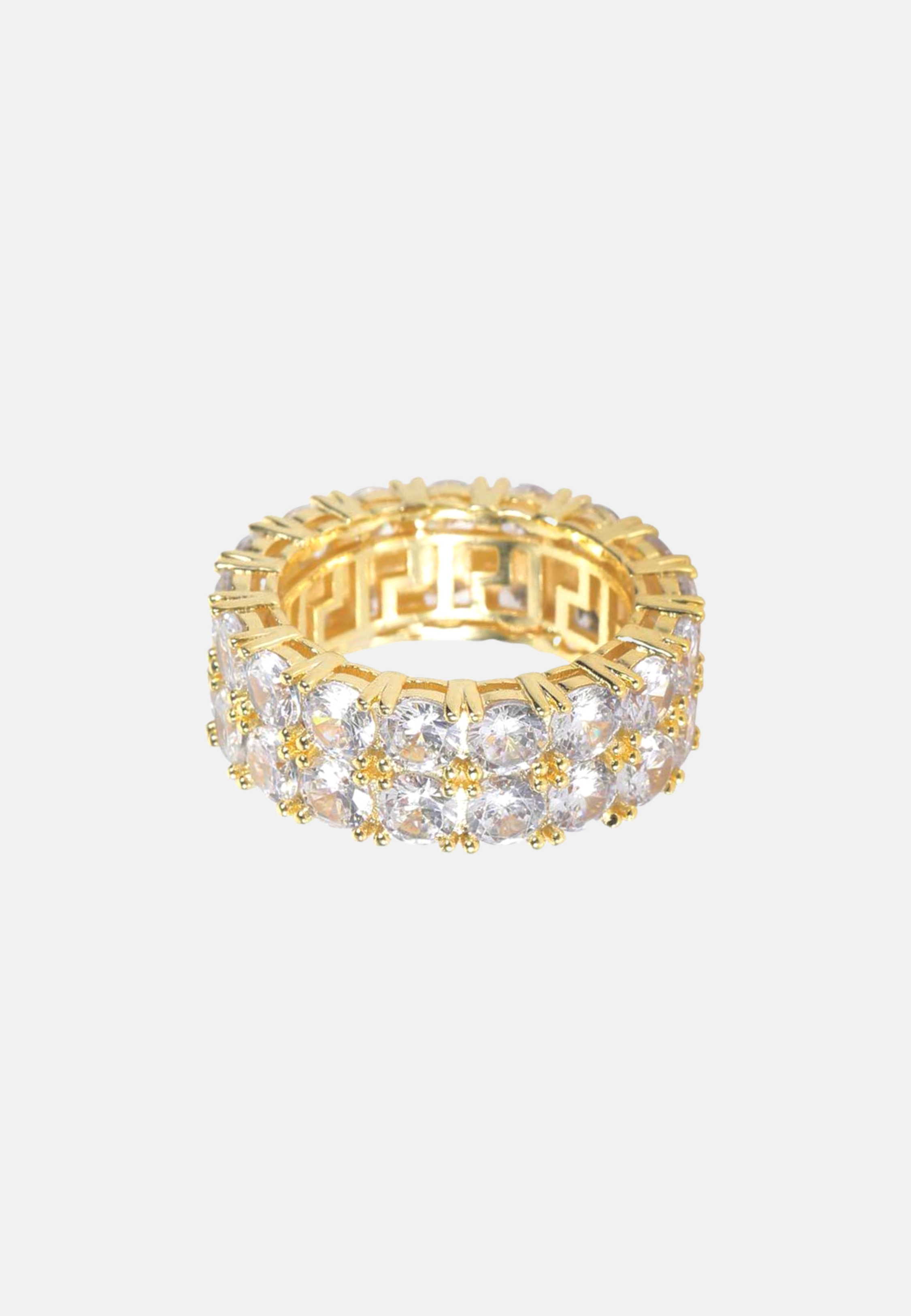 Hillenic Gold Iced Double Row Tennis Ring