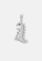 Hillenic Silver Iced Dinosaur Pendant