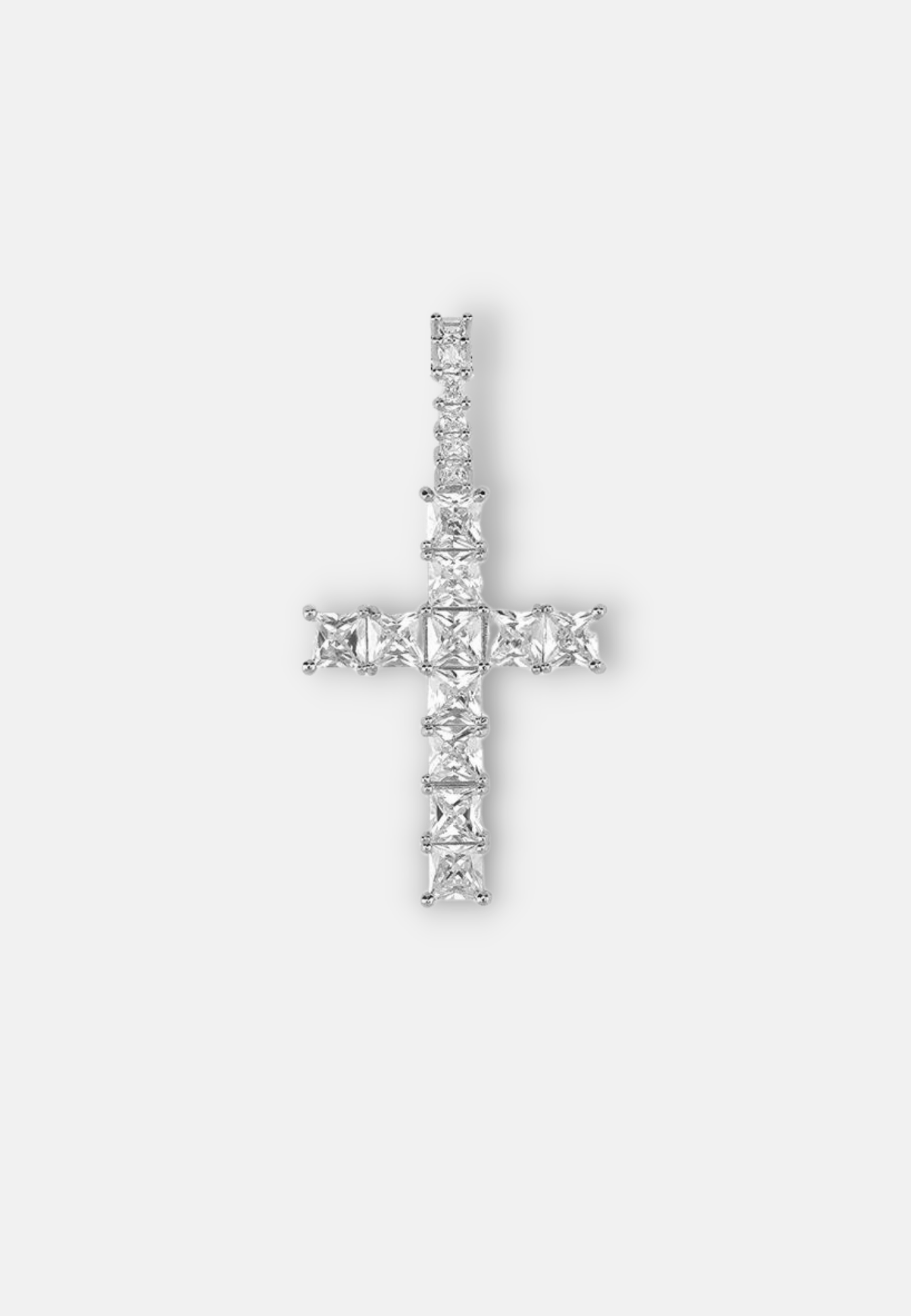 Hillenic Silver Square Stoned Cross Pendant