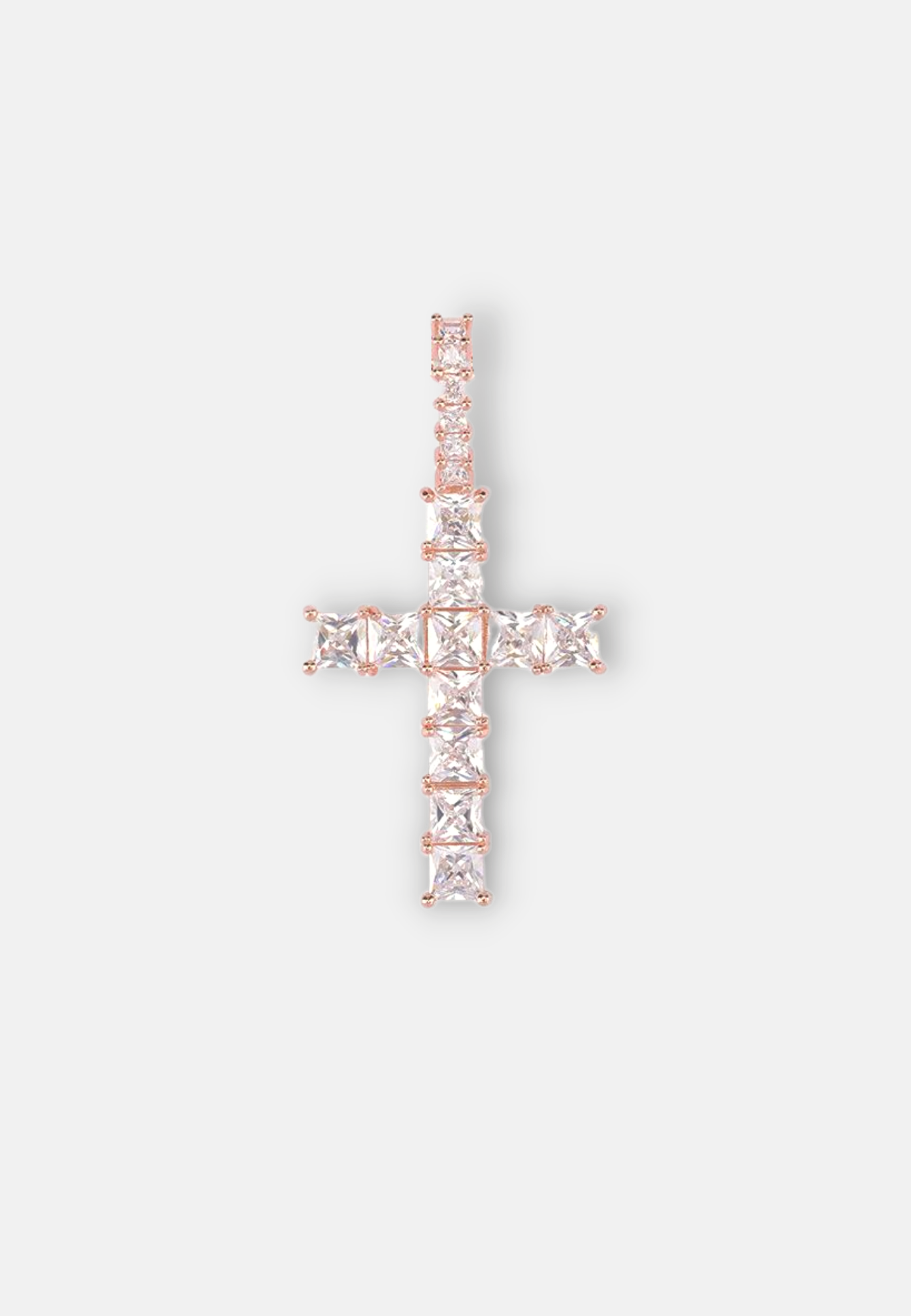 Hillenic Rose Gold Square Stoned Cross Pendant