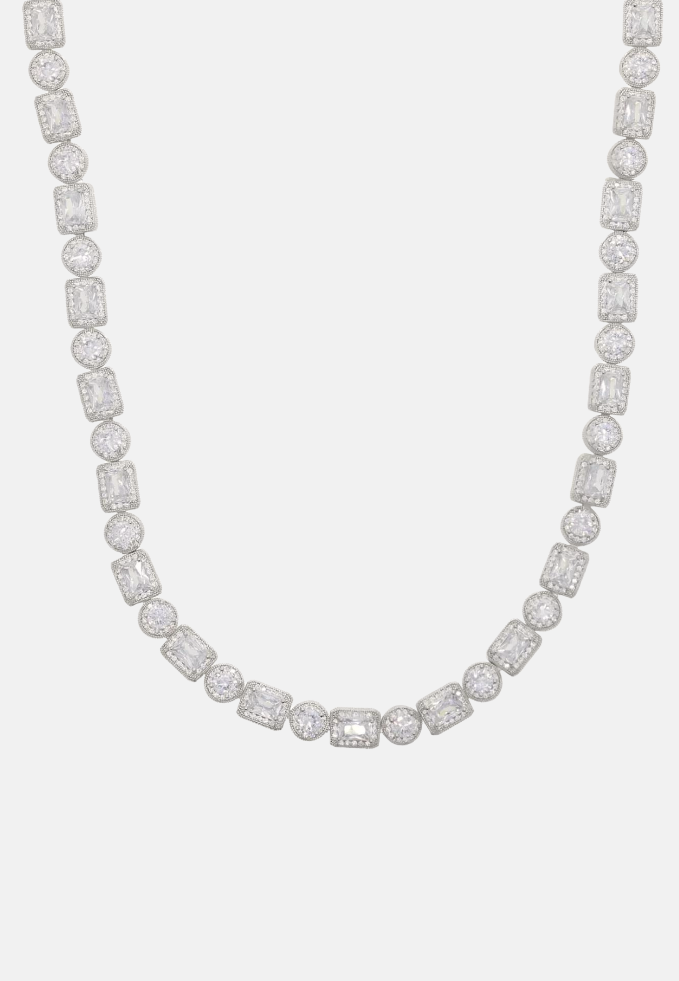 Hillenic Silver Mixed Stone Pave Necklace