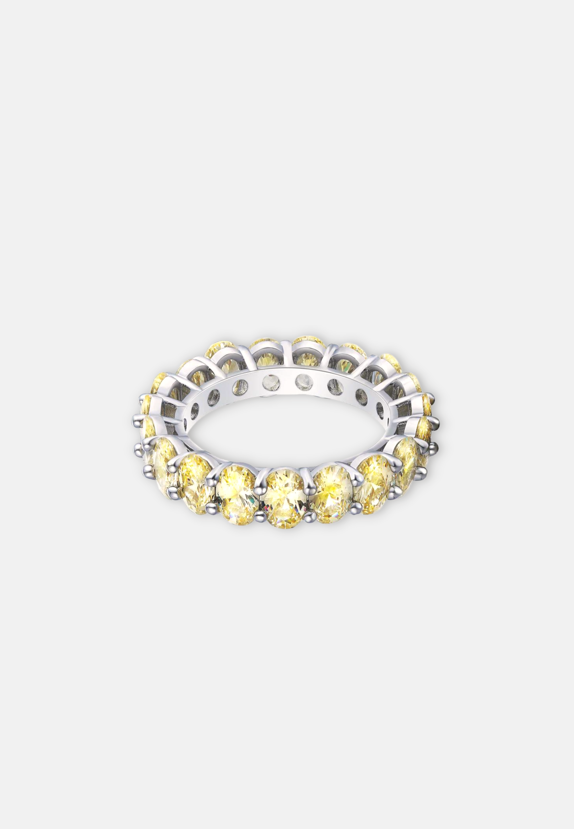 Hillenic Yellow Oval Iced Tennis Ring