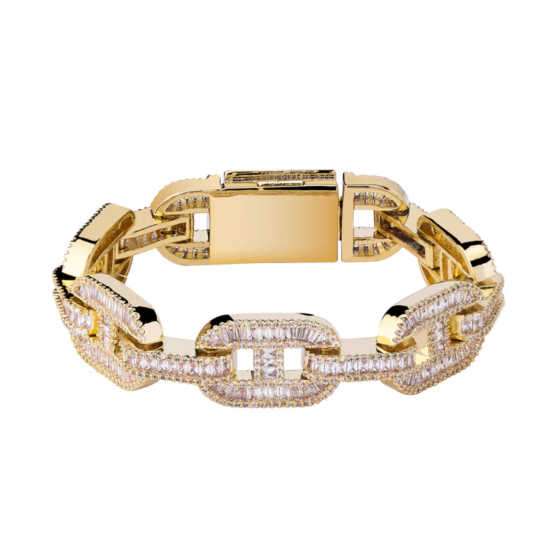 Hillenic Gold classic Pig Nose Bracelet, Men's Iced Bracelets