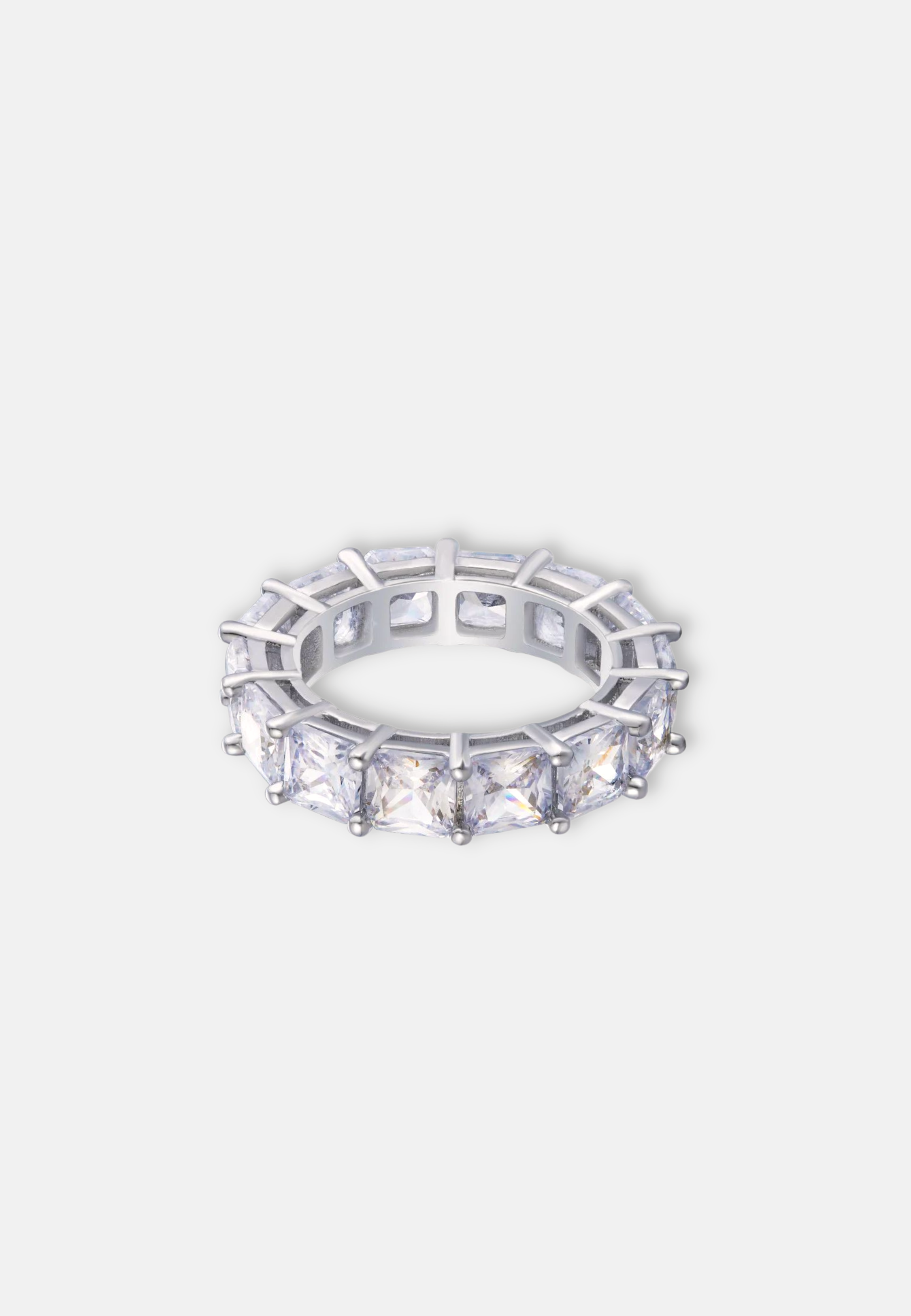 Hillenic Silver Square Iced Tennis Ring