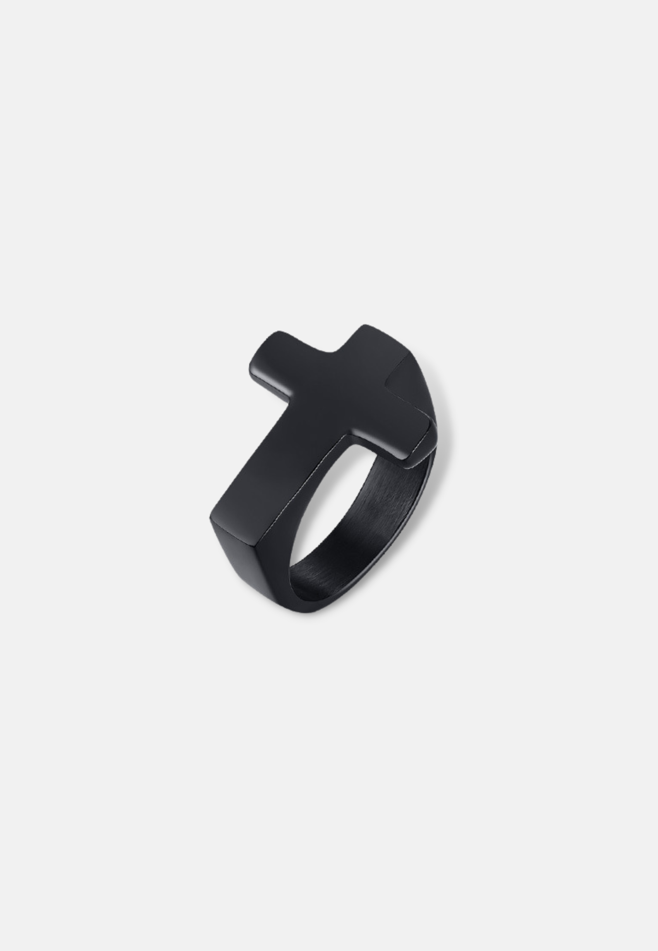 Hillenic Black Plain Cross Ring
