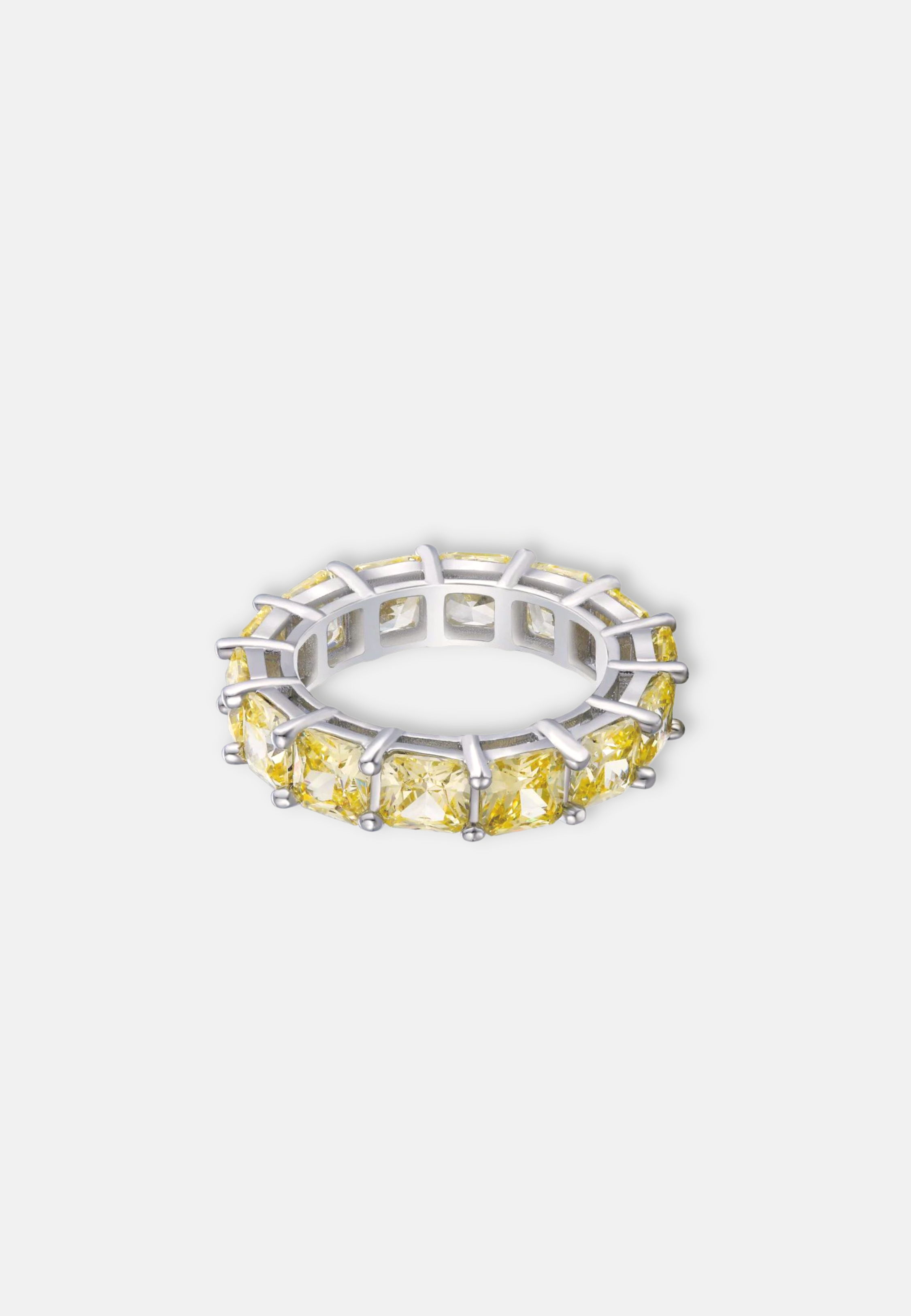 Hillenic Yellow Square Iced Tennis Ring