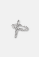 Hillenic Silver Wrinkle Cross Ring