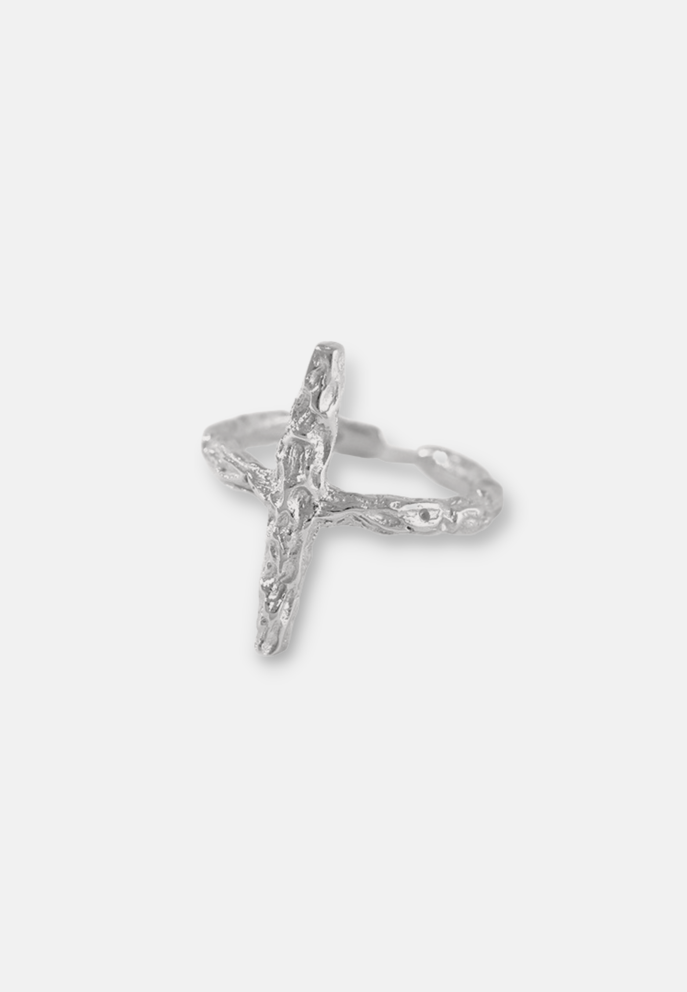 Hillenic Silver Wrinkle Cross Ring