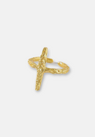 Hillenic Gold Wrinkle Cross Ring
