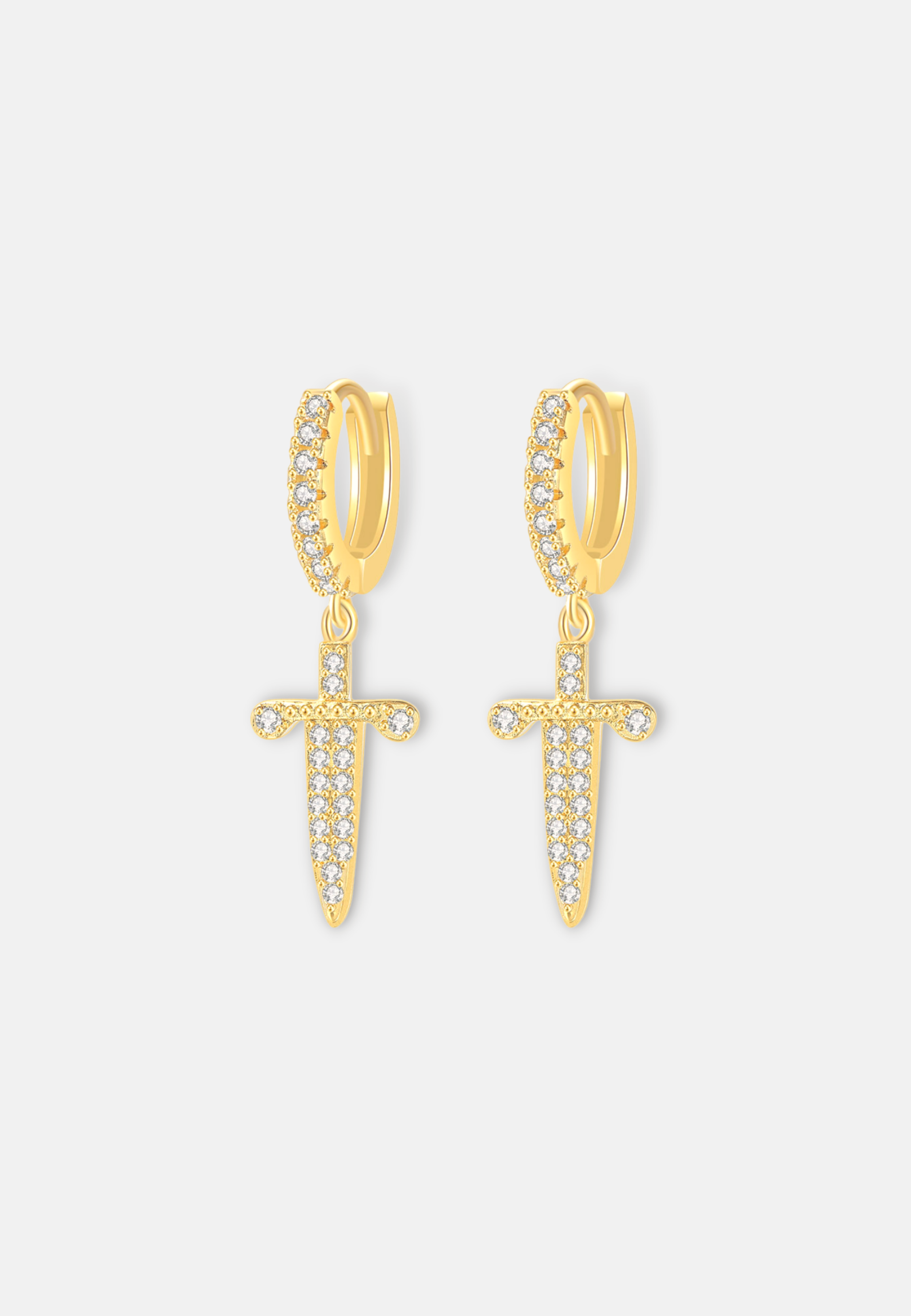 Hillenic Gold Iced Dagger Earrings