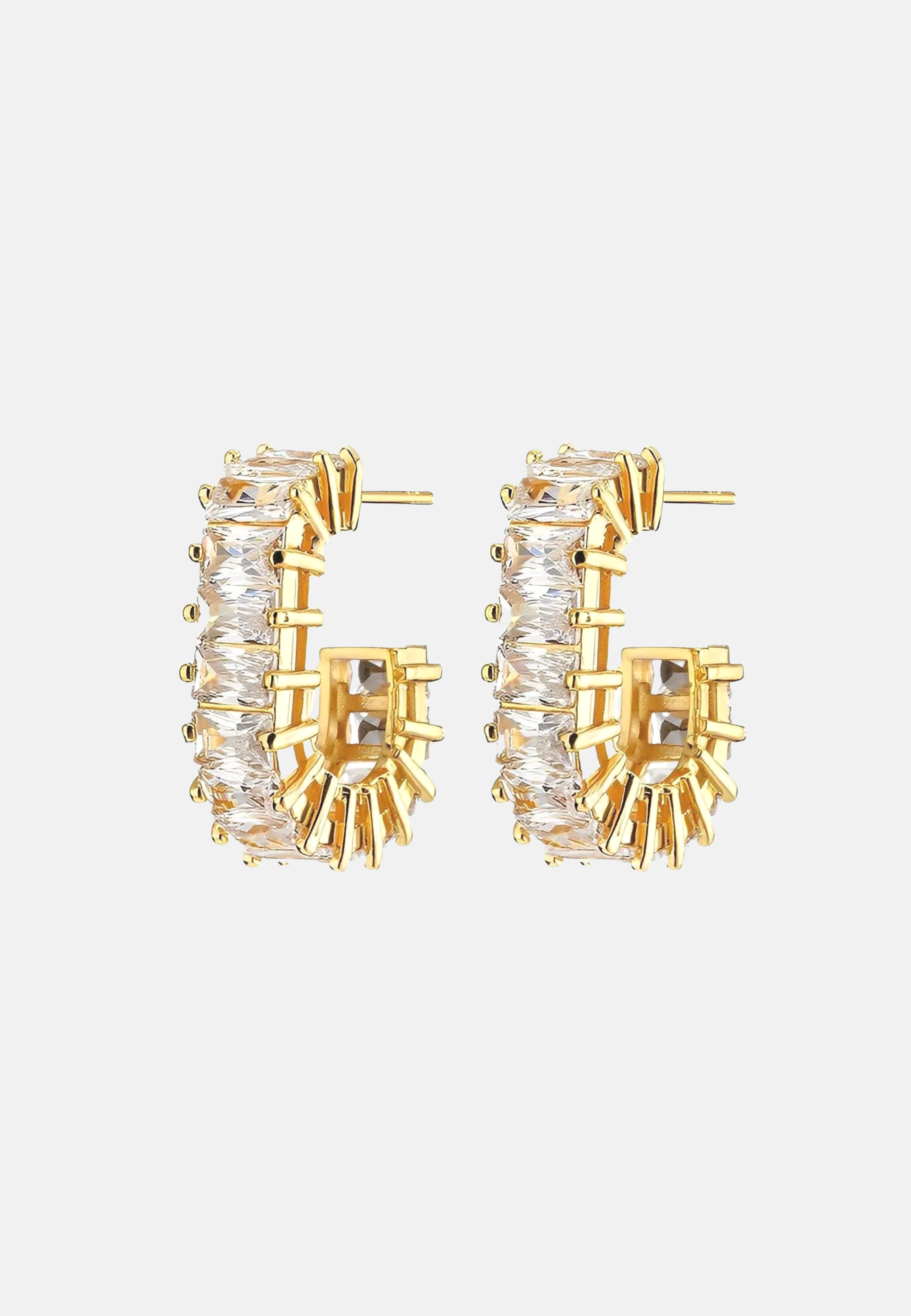 Hillenic Gold Baguette Clustered Earrings