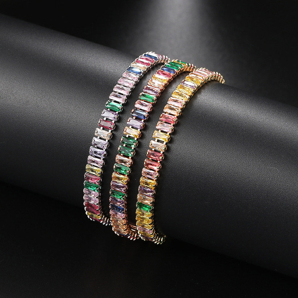 Hillenic Multicolour 14K Square Tennis Bracelet Full set image