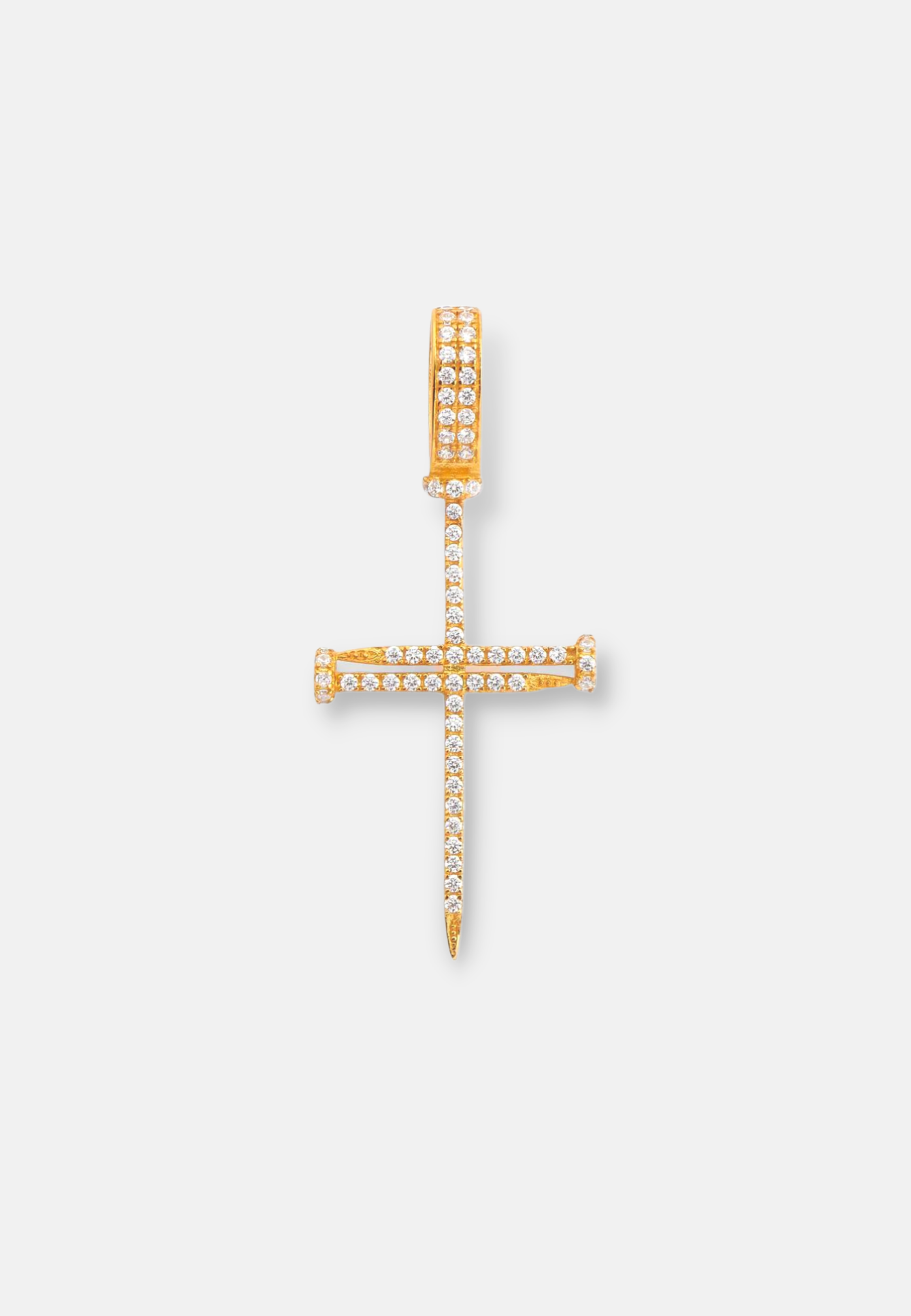 Hillenic Gold Iced Little Nail Cross Pendant
