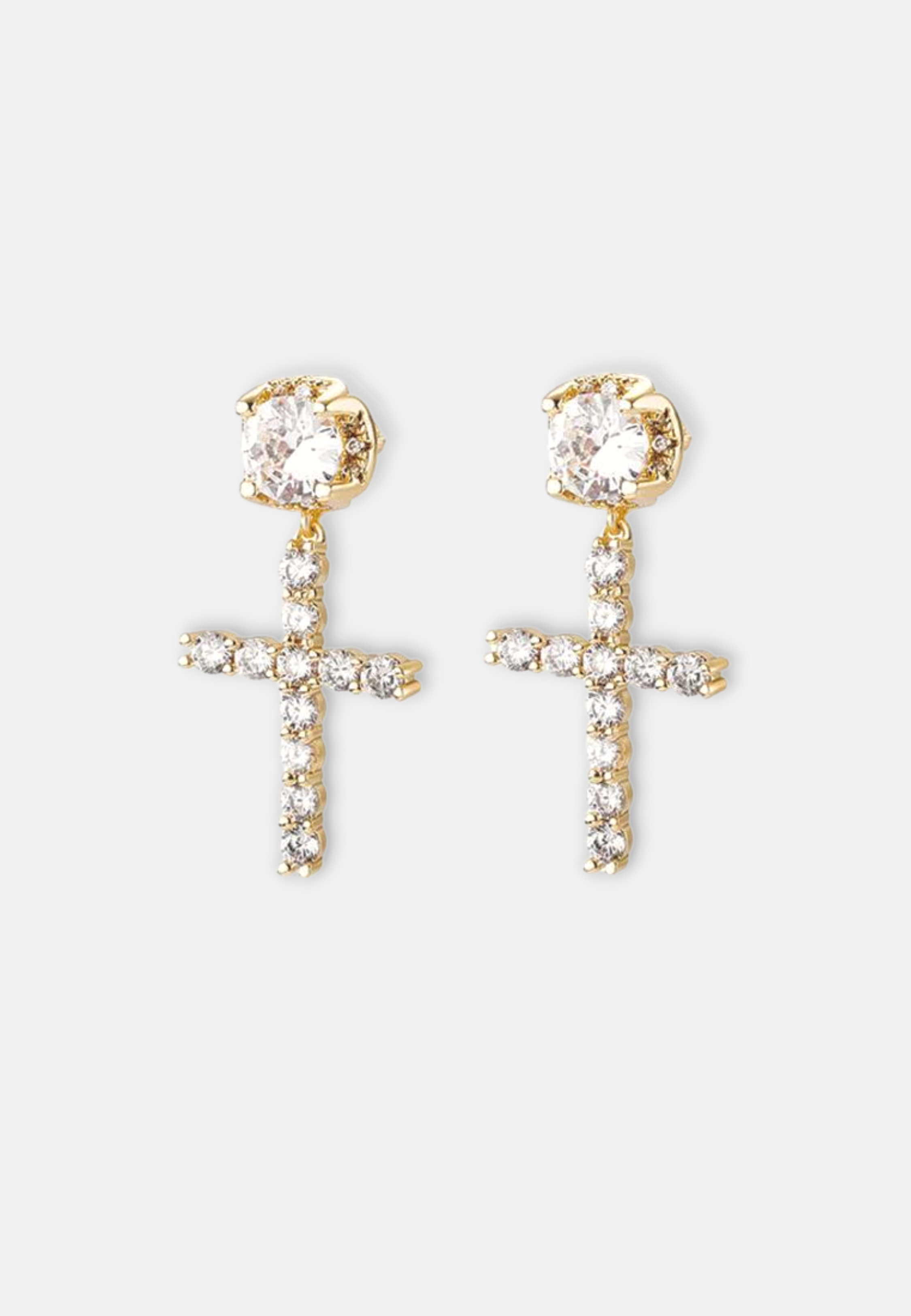 Hillenic Gold Iced Cross Stud Earrings