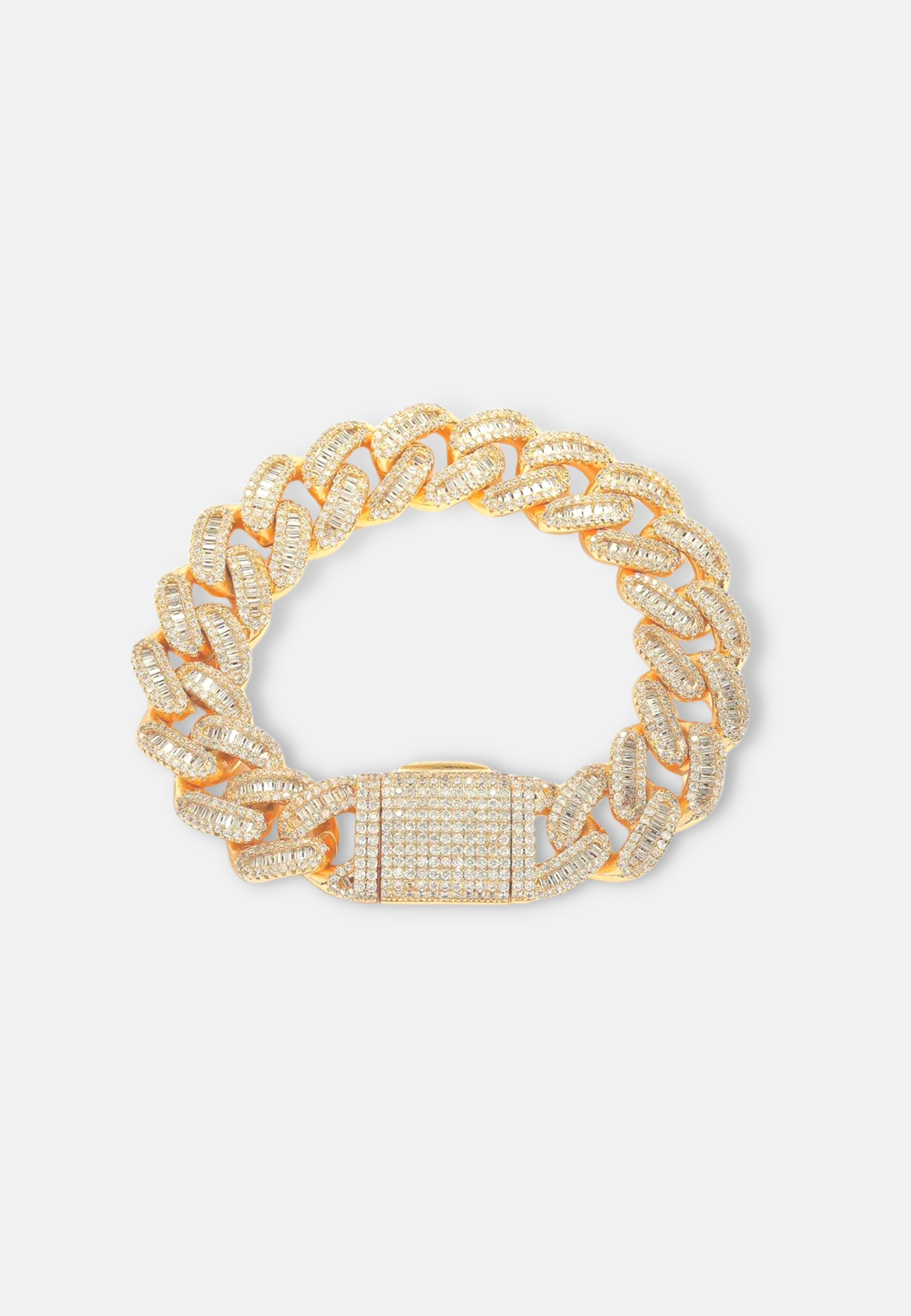 Hillenic Gold 14mm Prong Baguette Cuban Bracelet