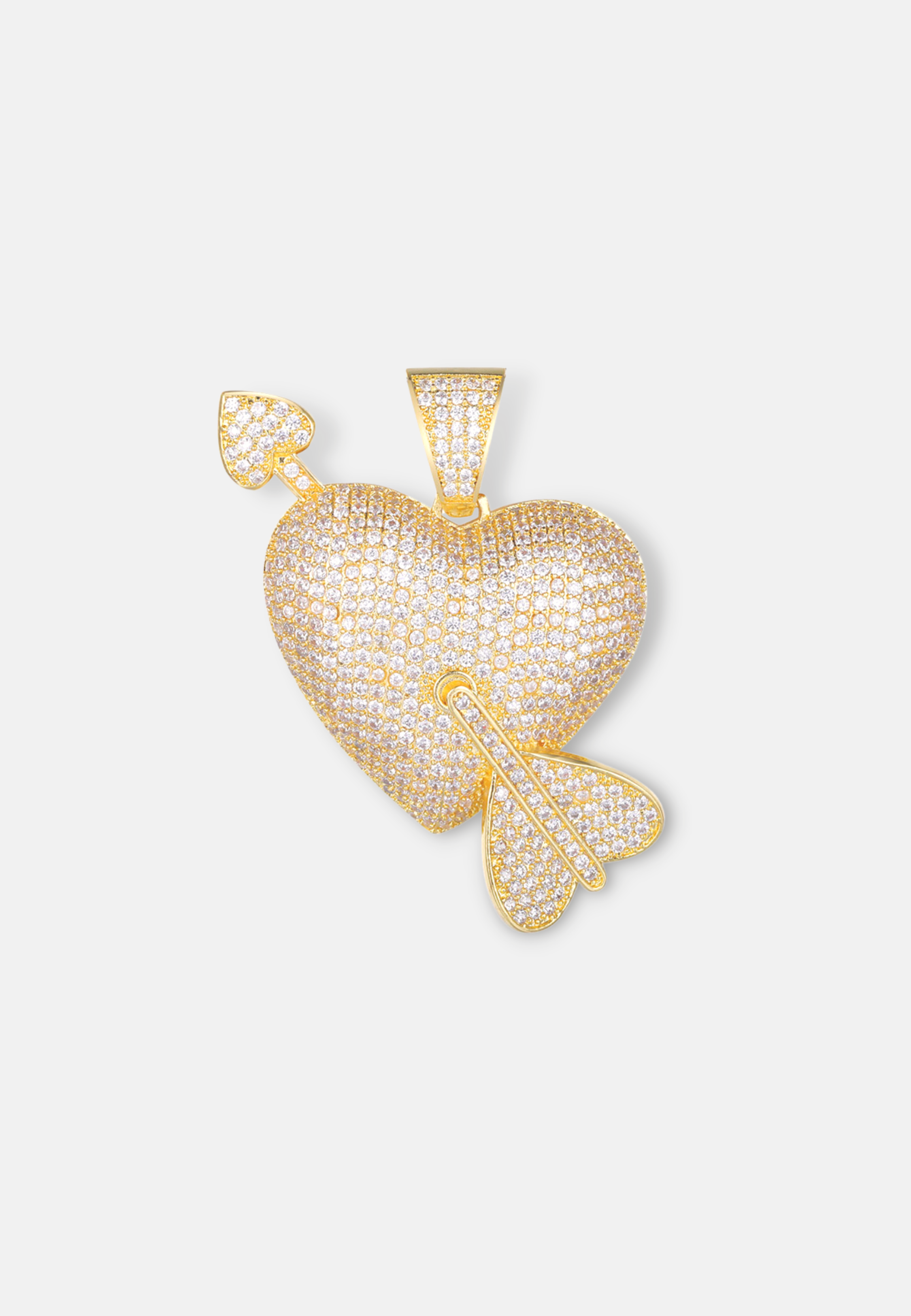 Hillenic Gold Iced Arrow Heart Pendant