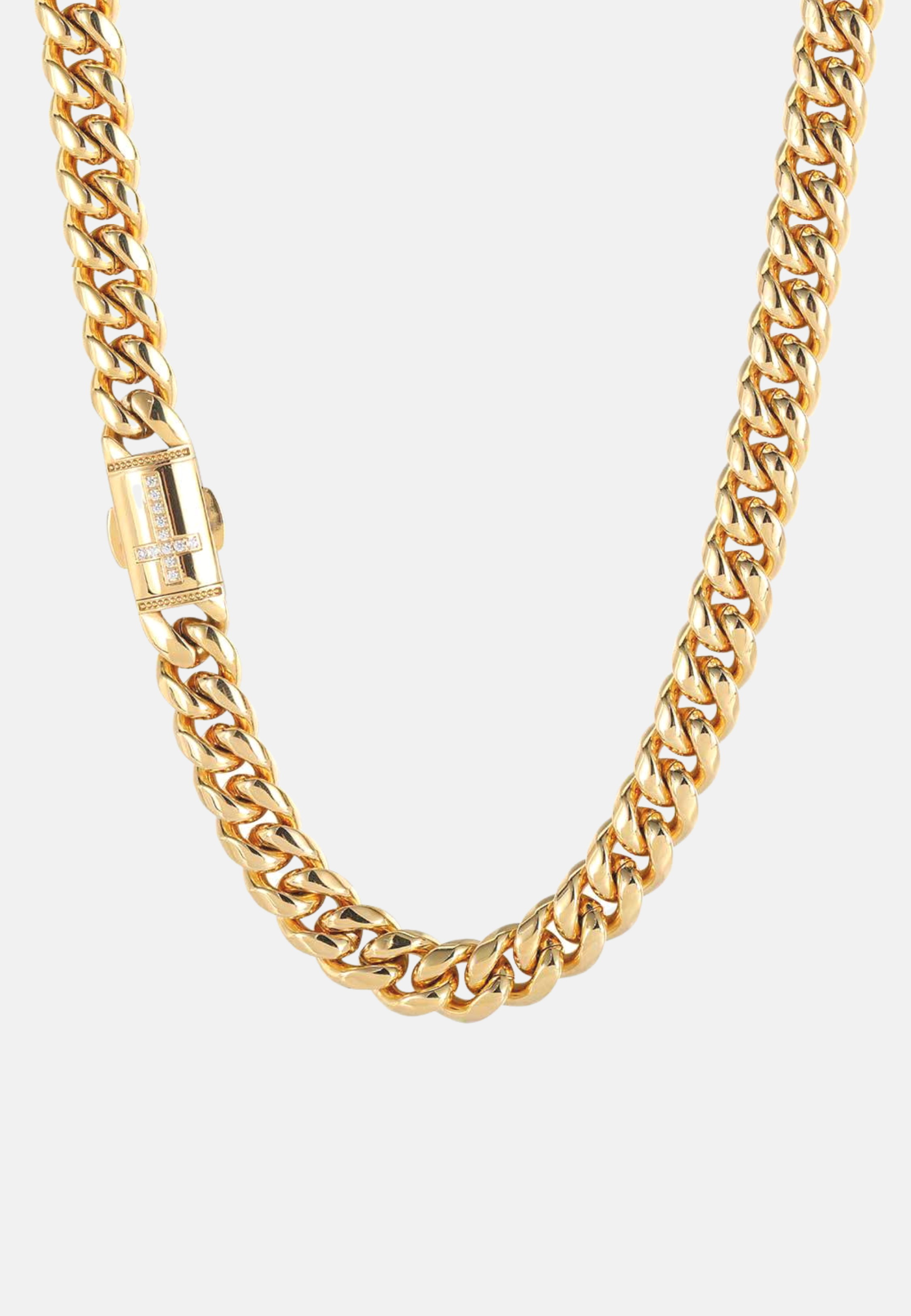 Hillenic Gold 12mm Stainless Steel Cross Cuban Chain
