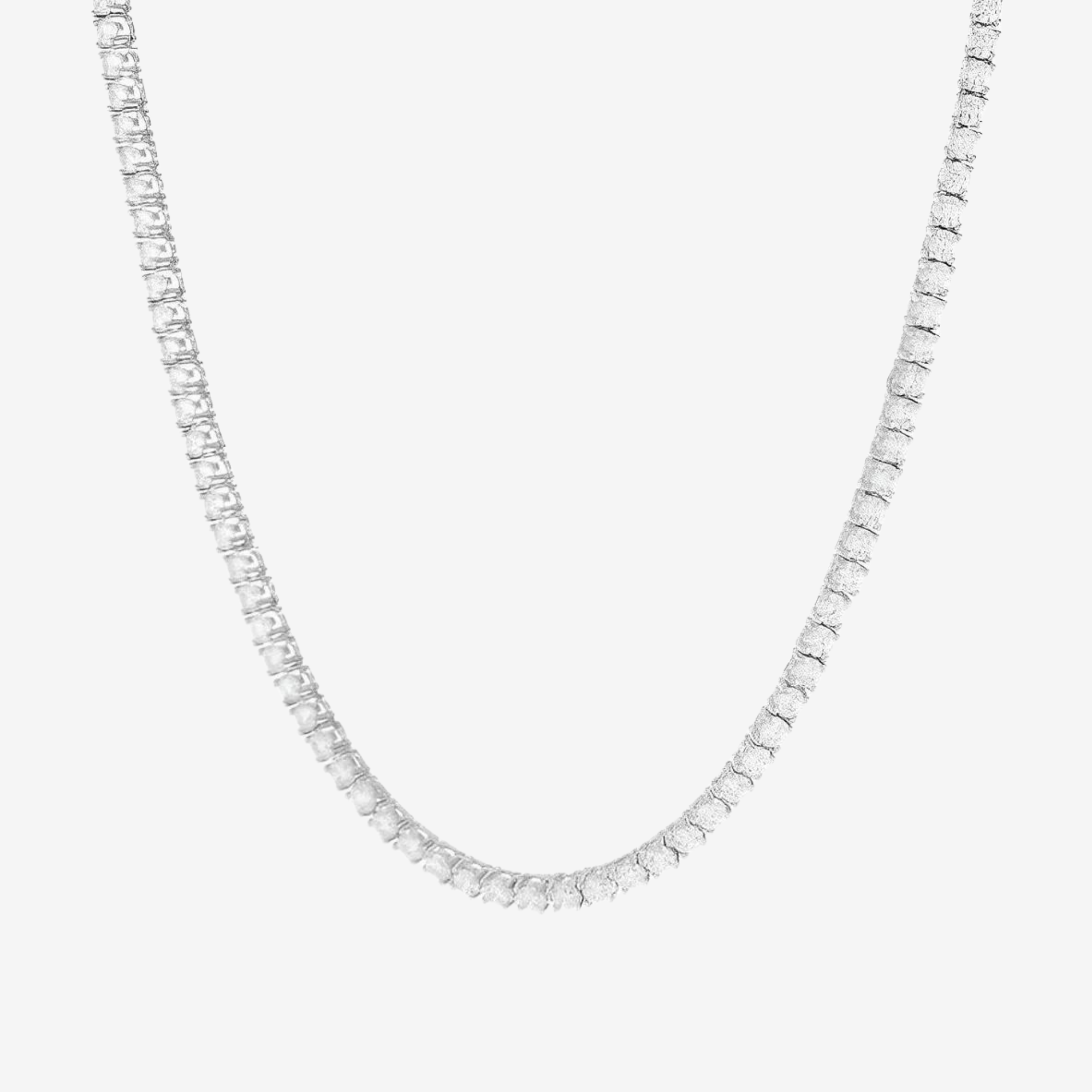 Hillenic Silver Tennis Chain hanging on the grey background