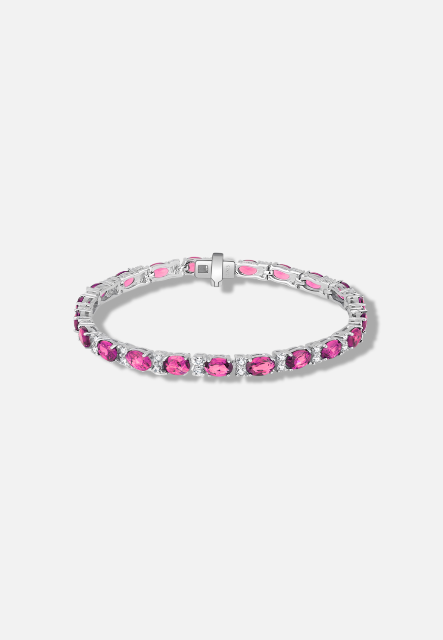 Hillenic Red Oval Cut Tennis Bracelet