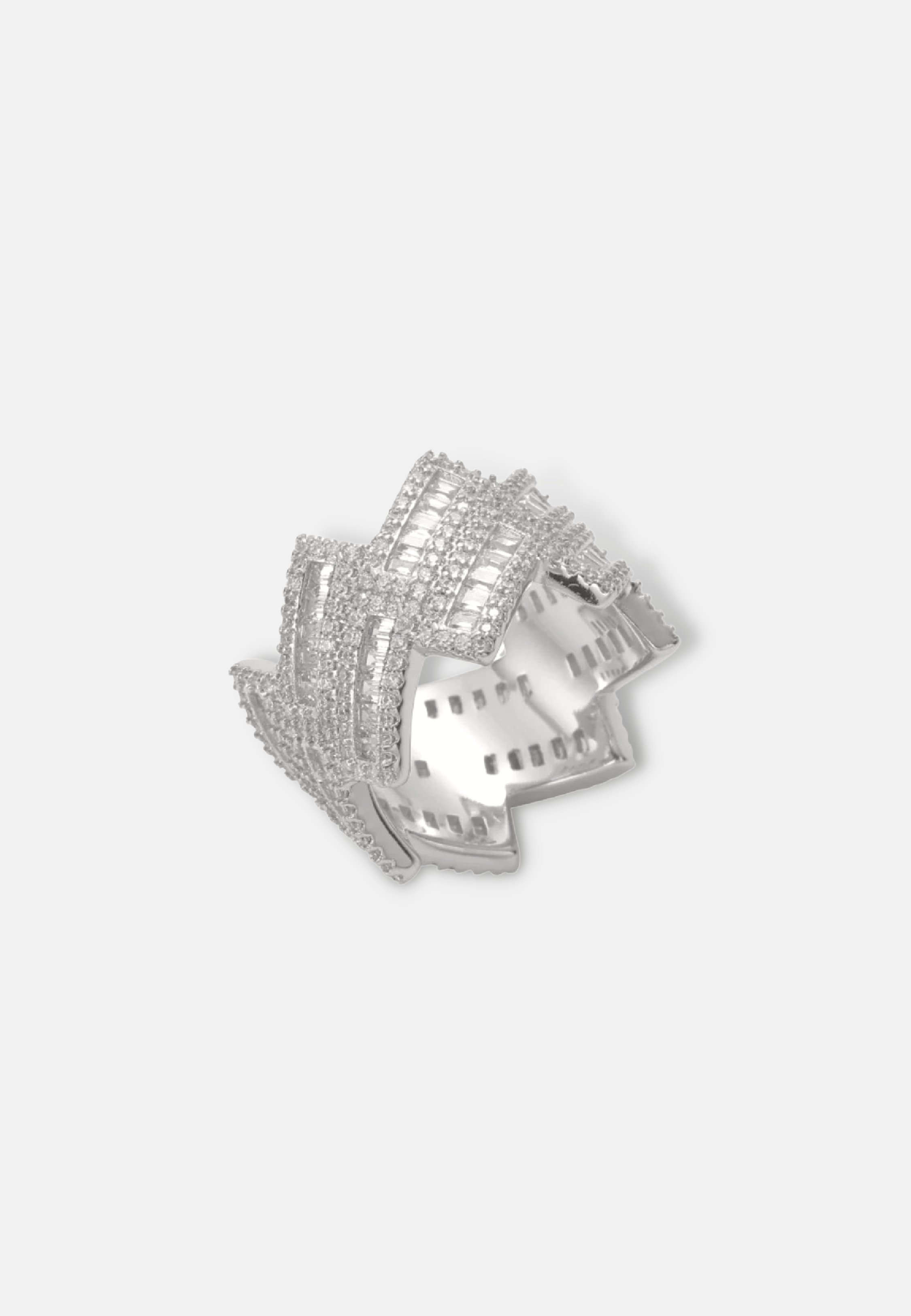 Hillenic Silver Spiked Iced Ring