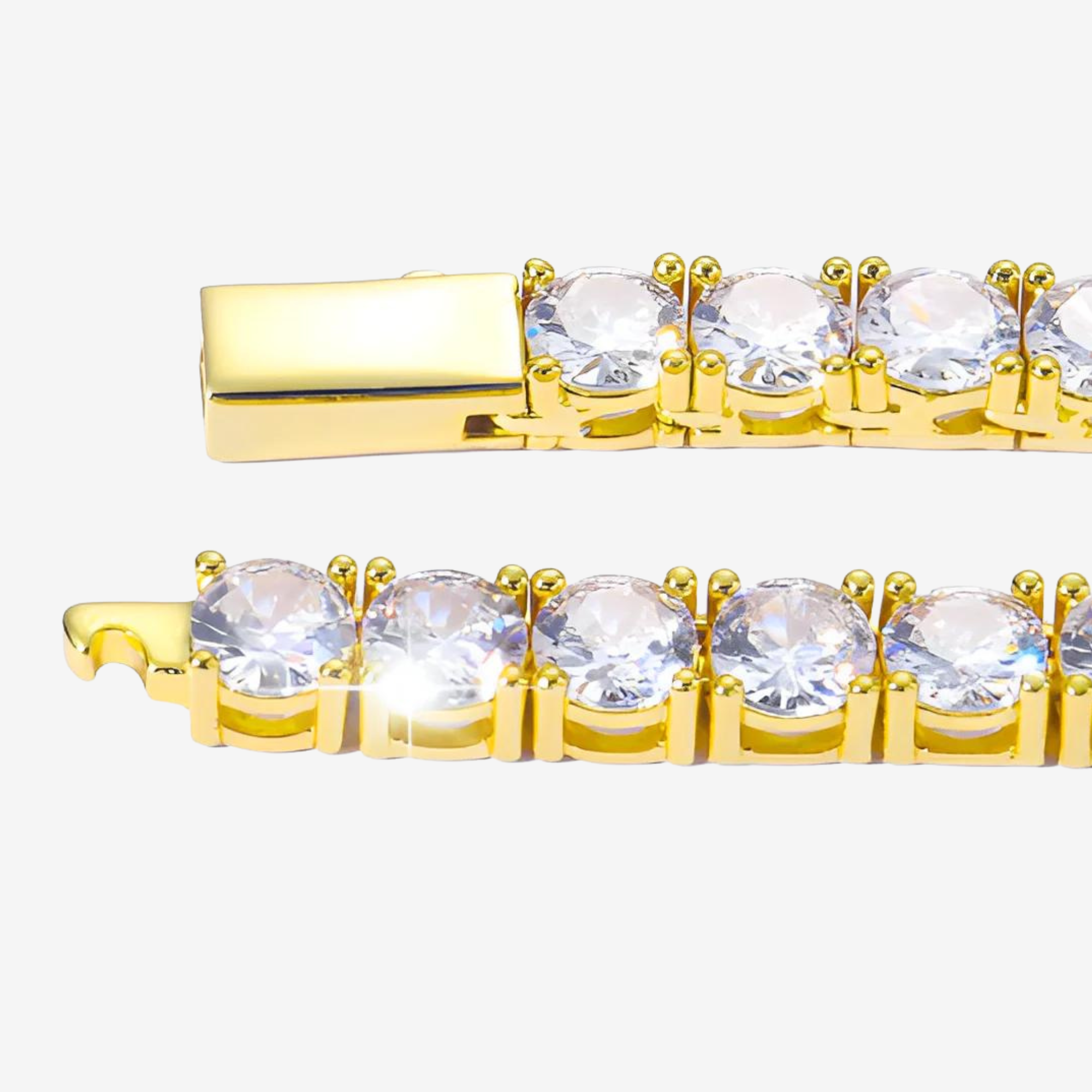 Gold Classic Tennis Chain & classic Gold bracelet clasp