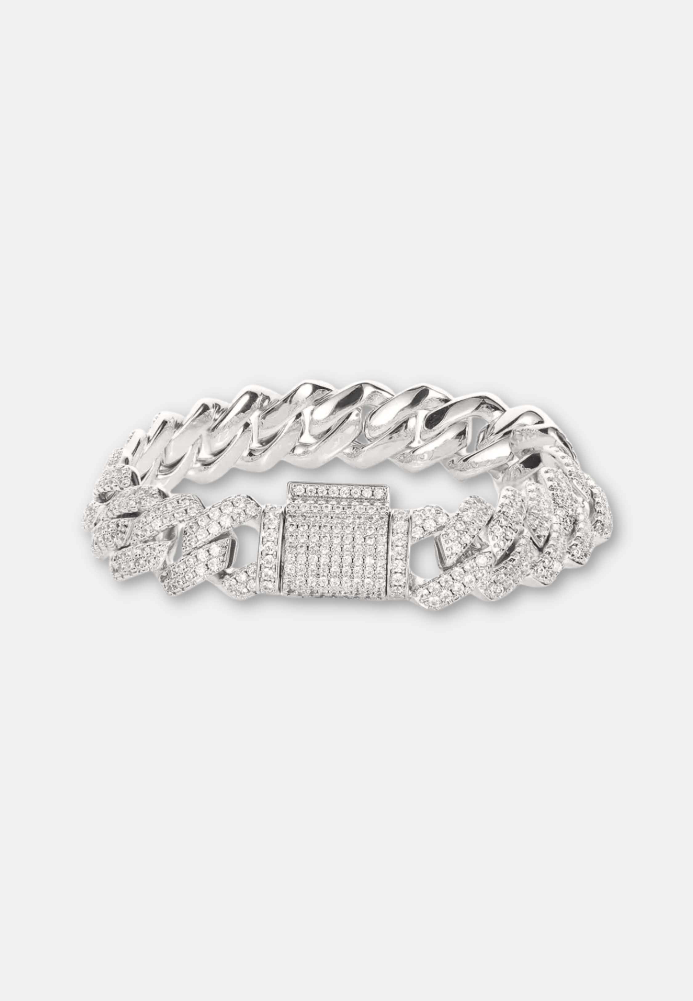 Hillenic Silver 14mm Iced Prong Cuban Bracelet