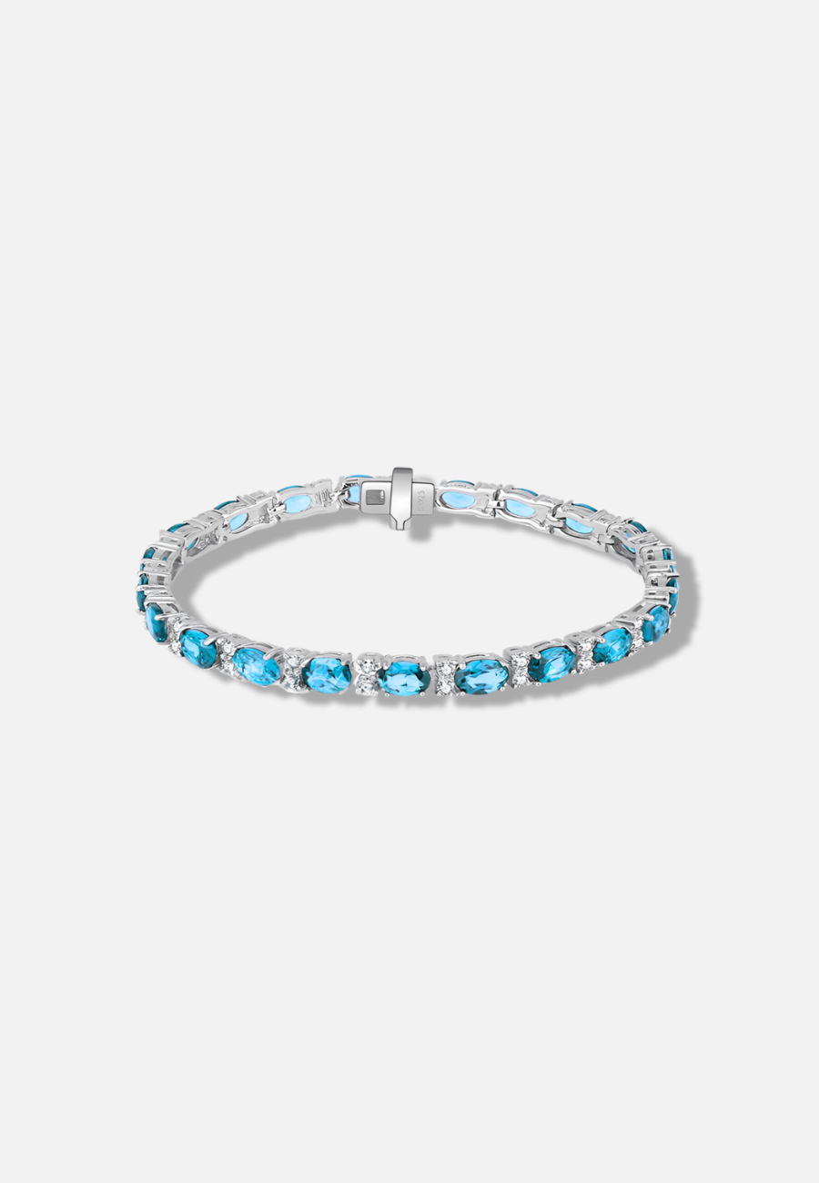 Hillenic Aquamarine Oval Cut Tennis Bracelet