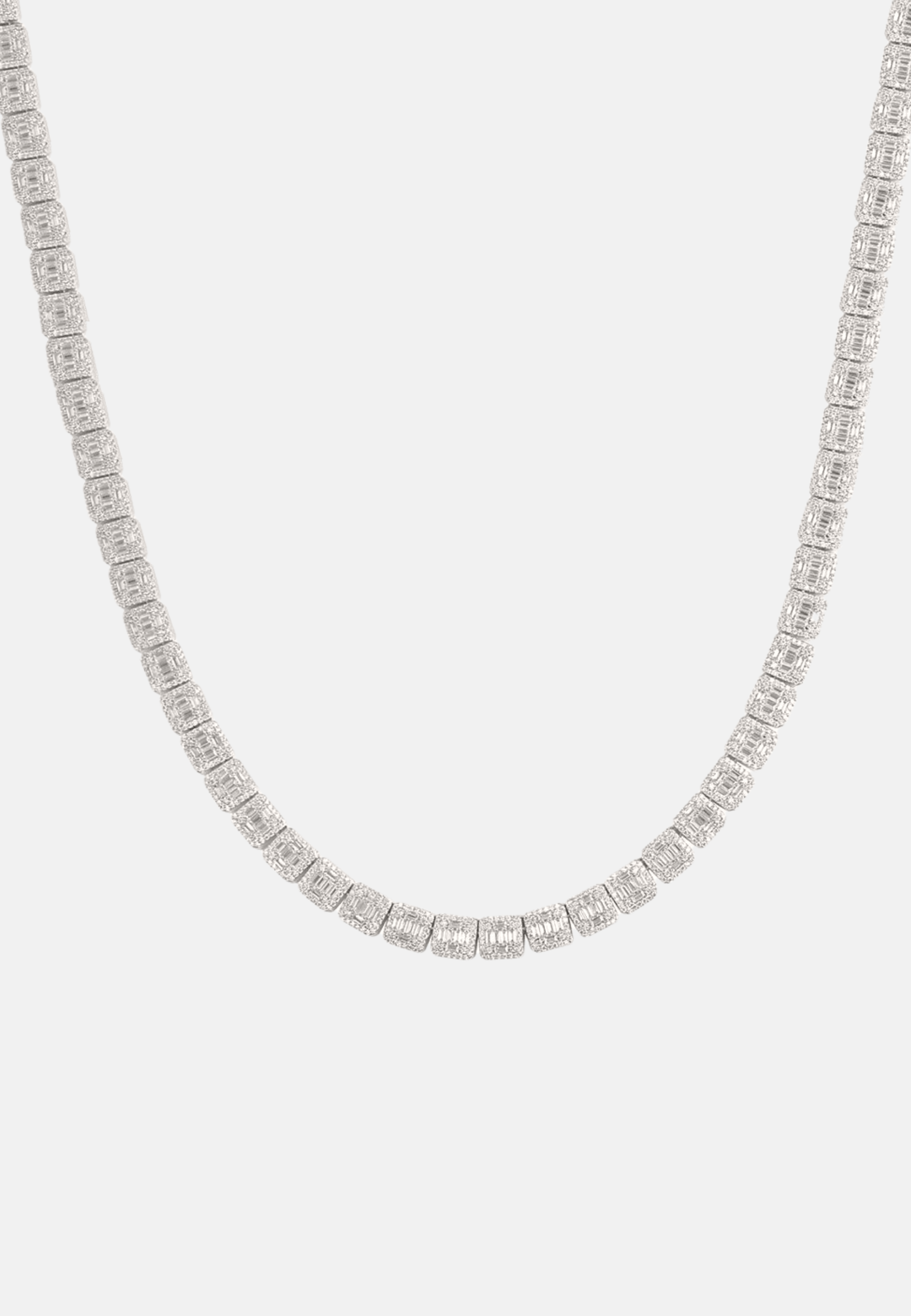 Hillenic Silver Square Baguette Tennis Chain