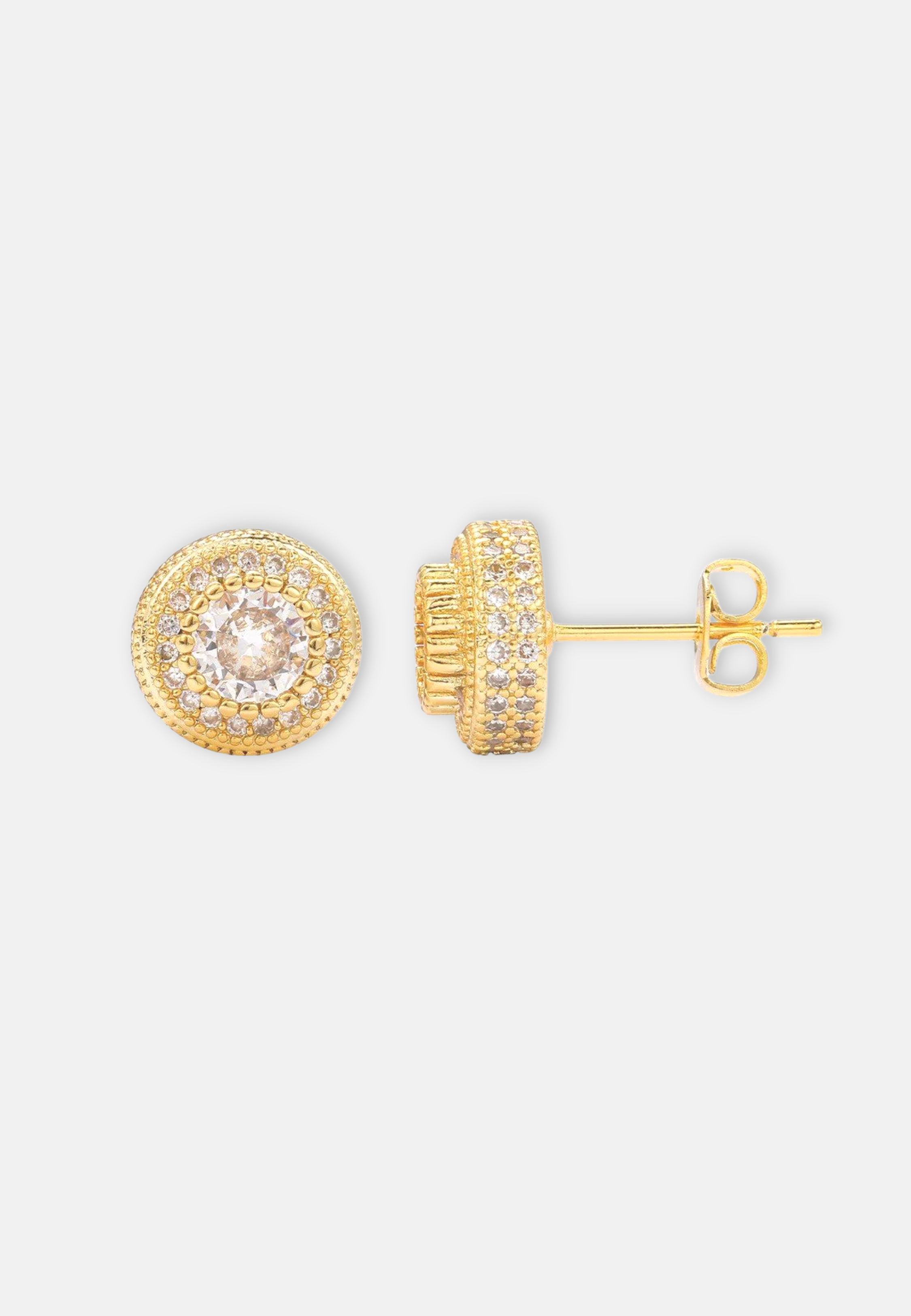 Hillenic Gold Round Full Zircon Earrings