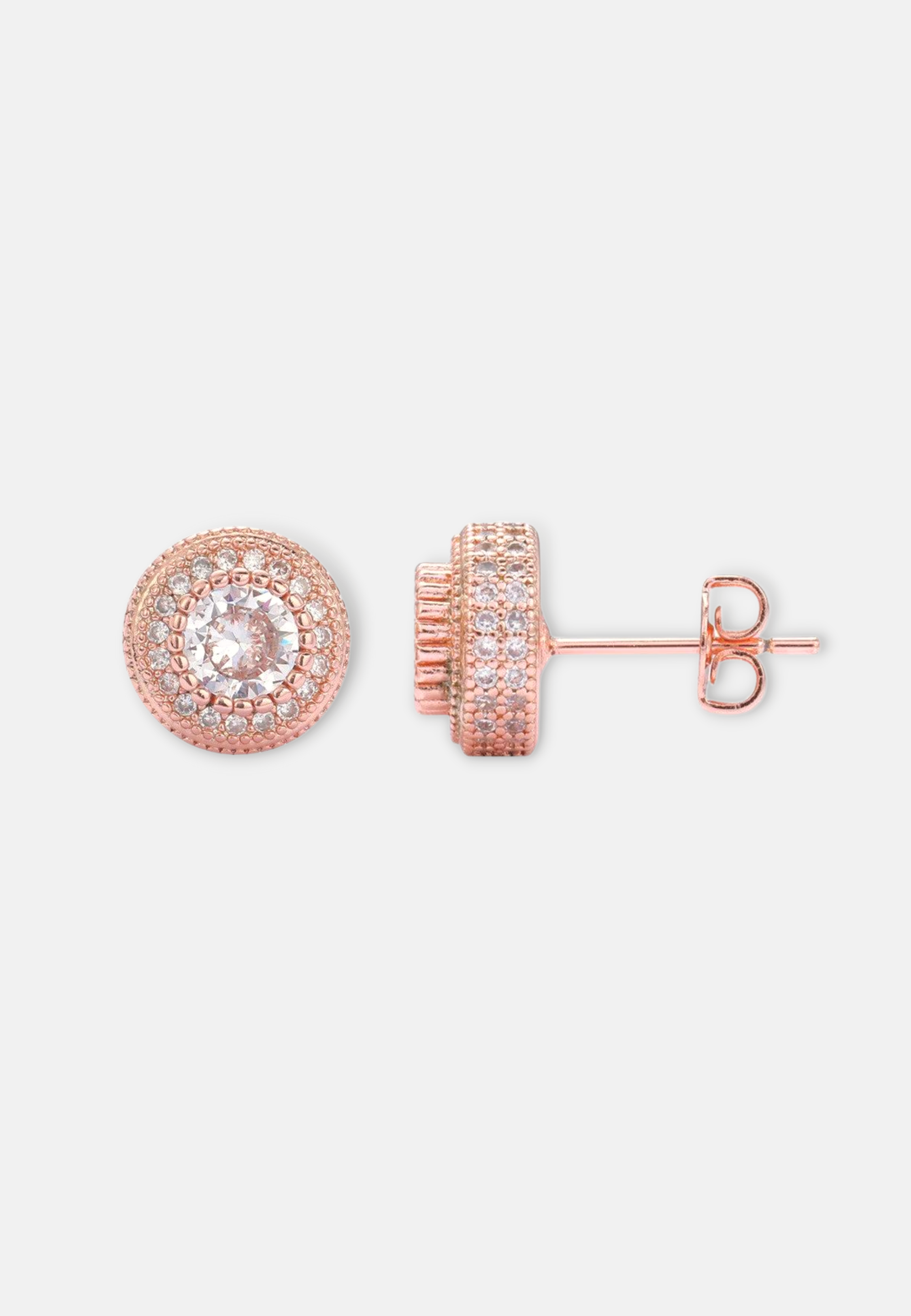 Hillenic Rose Gold Round Full Zircon Earrings