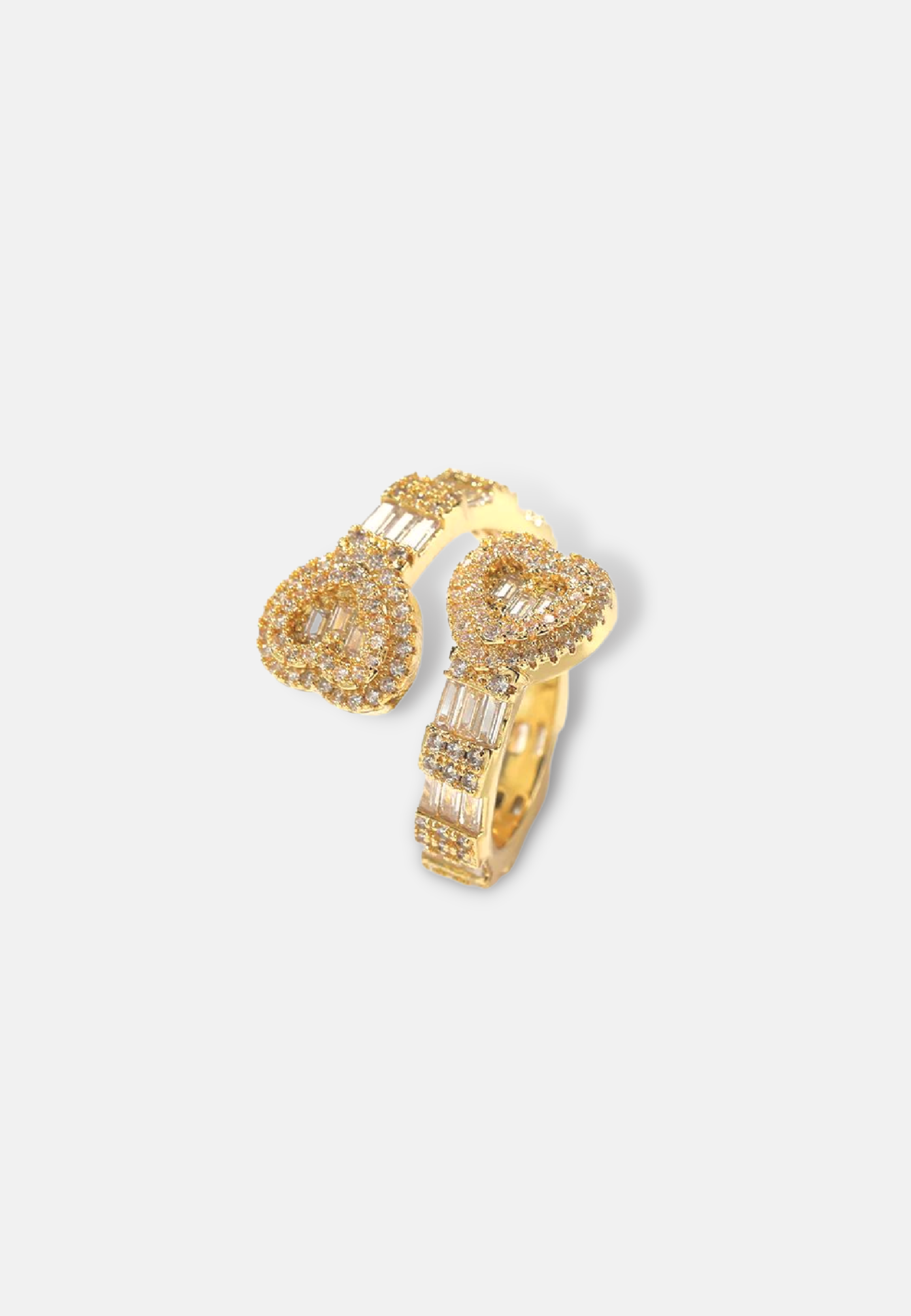 Hillenic Gold Two Hearts Iced Ring