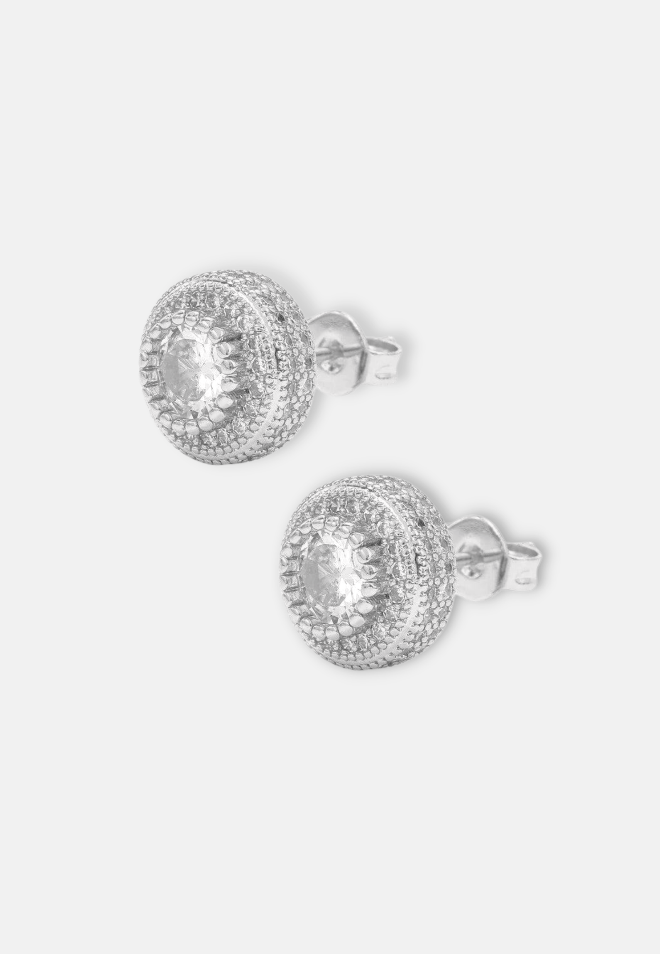 Hillenic Silver Round Full Zircon Earrings, second view
