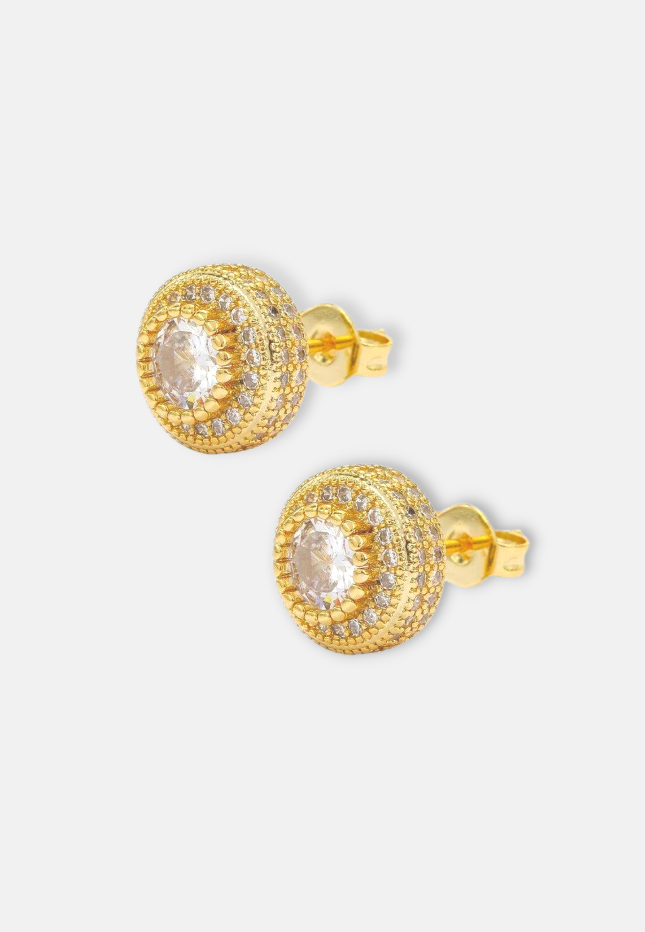 Hillenic Gold Round Full Zircon Earrings, second view