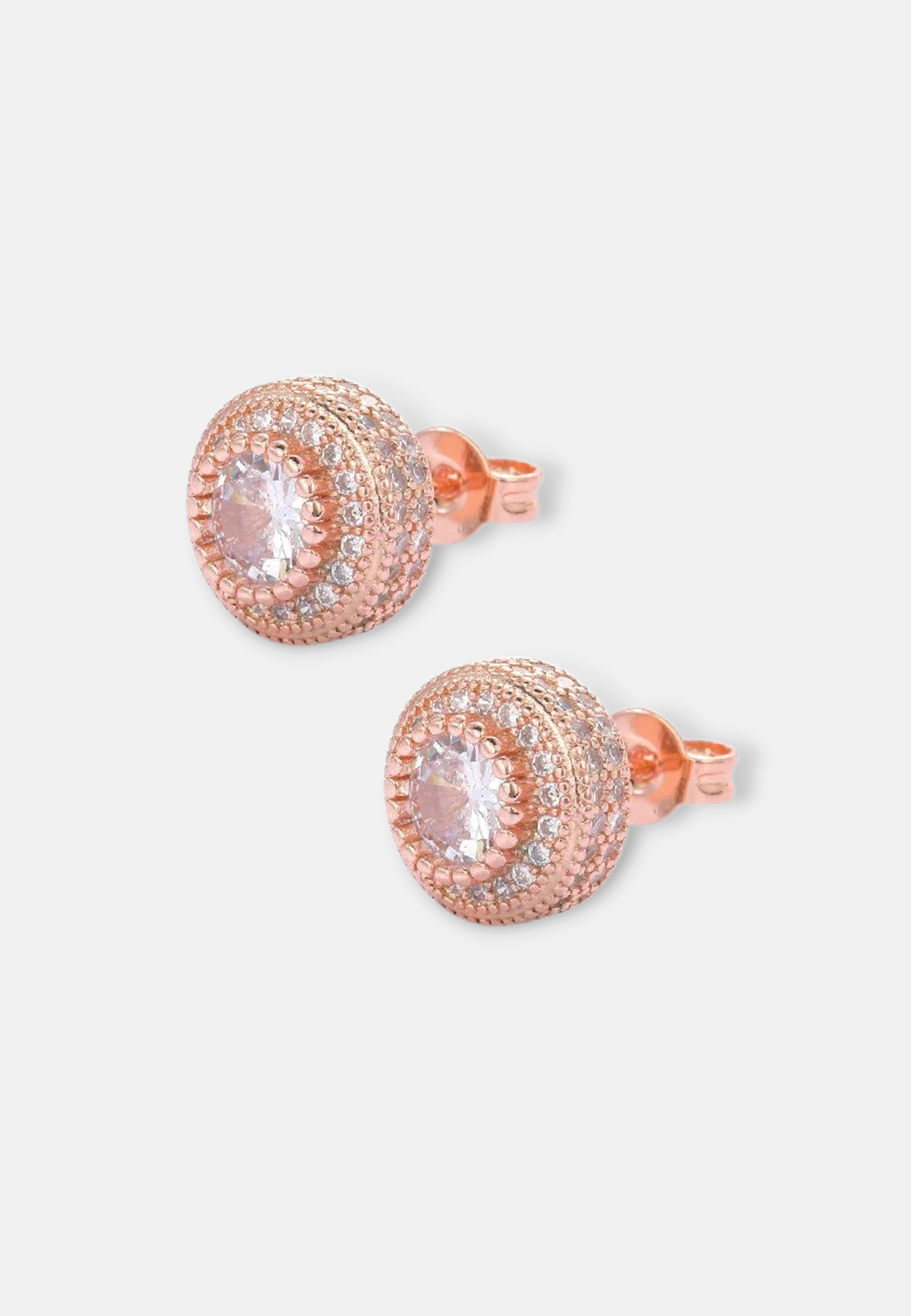 Hillenic Rose Gold Round Full Zircon Earrings, second view