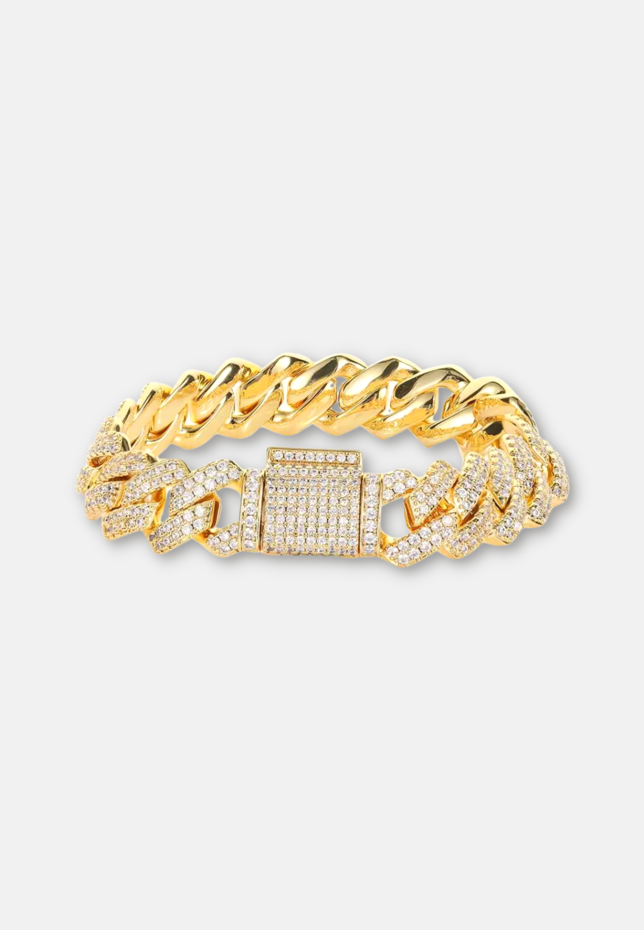 Hillenic Gold 14mm Iced Prong Cuban Bracelet