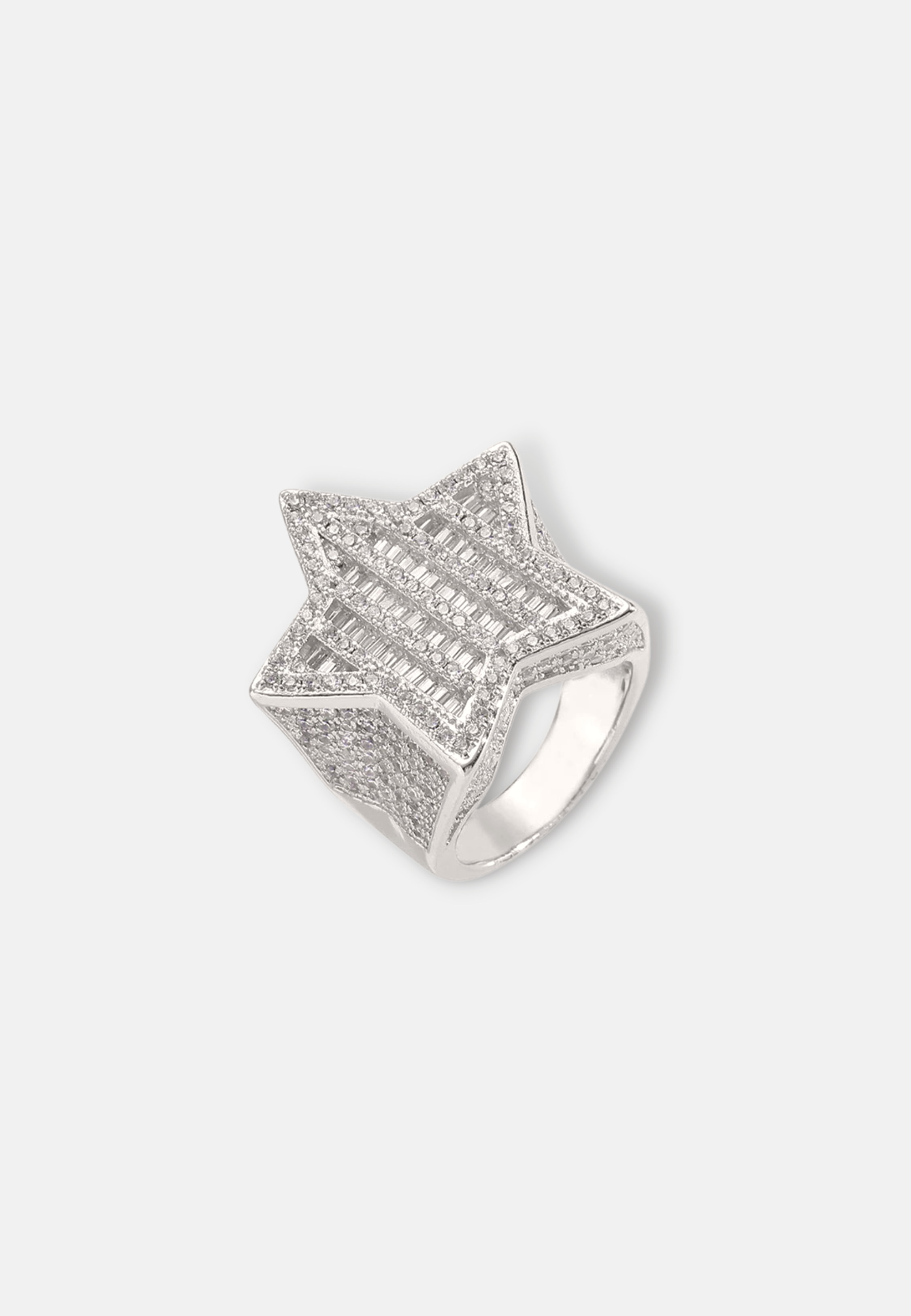 Hillenic Silver Iced Baguette Star Ring