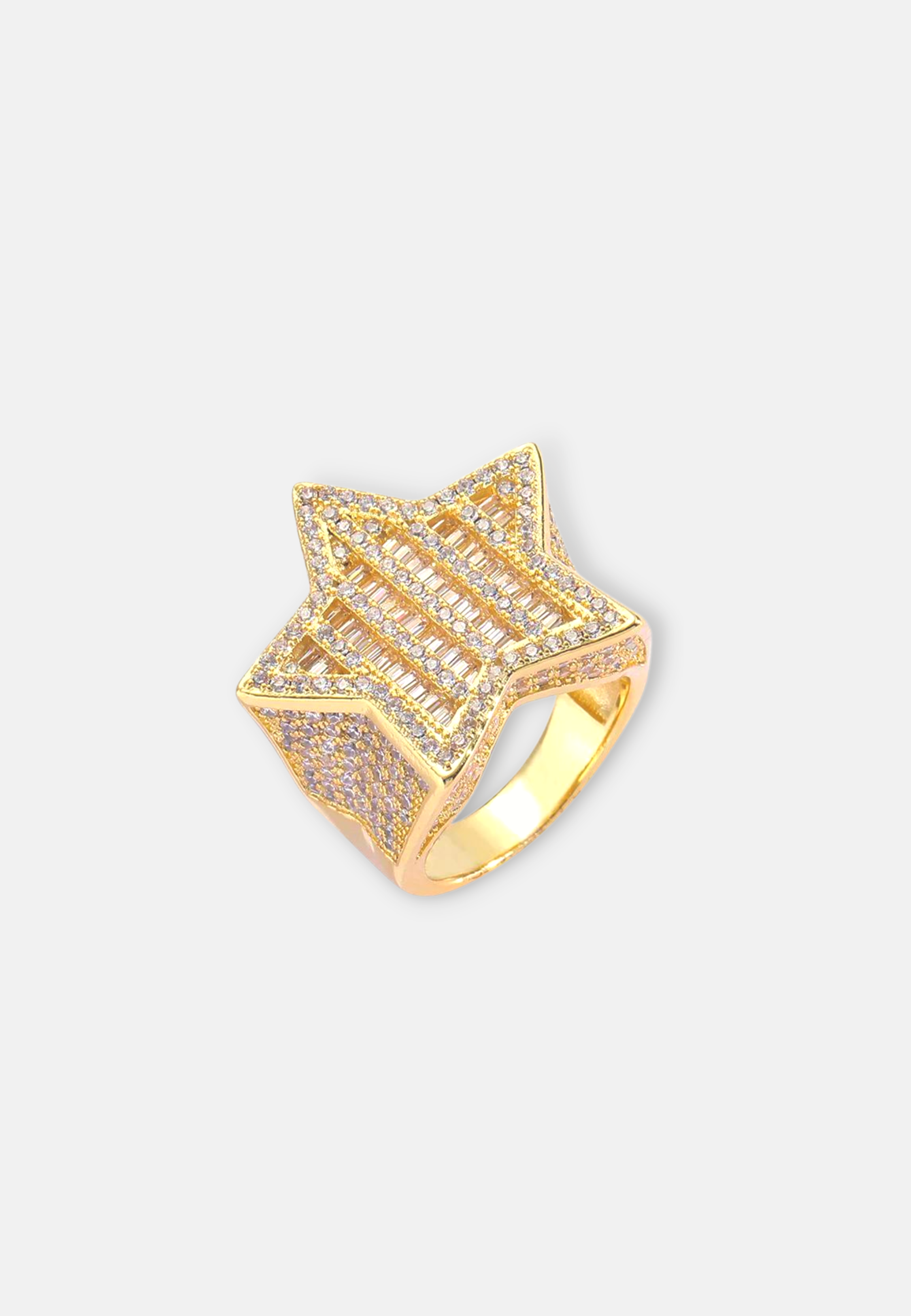 Hillenic Gold Iced Baguette Star Ring