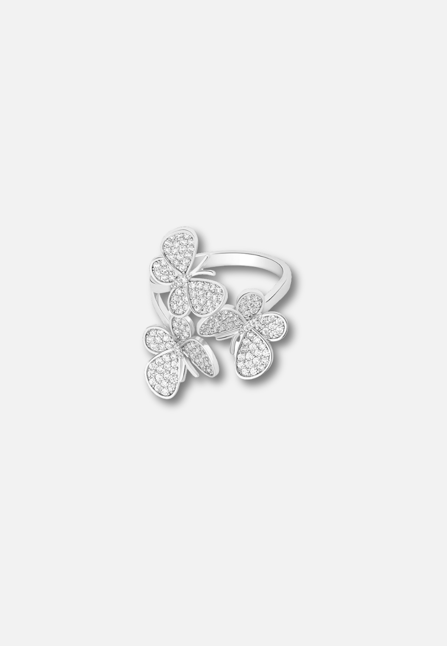 Hillenic Silver Iced Butterfly Ring