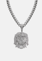 Hillenic Dreaded Rapper Head Pendant, with Cuban Link  chain