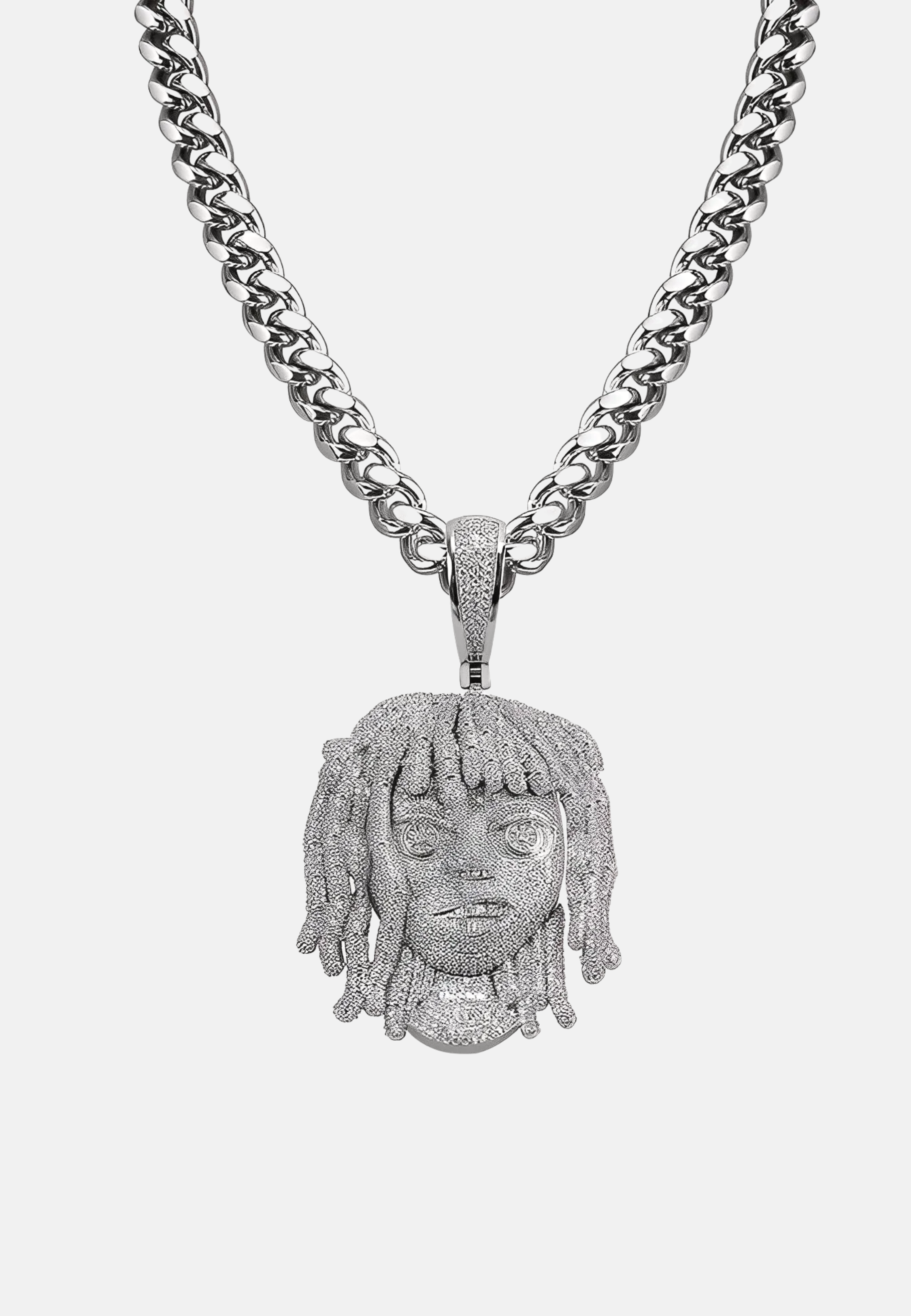 Hillenic Dreaded Rapper Head Pendant, with Cuban Link  chain