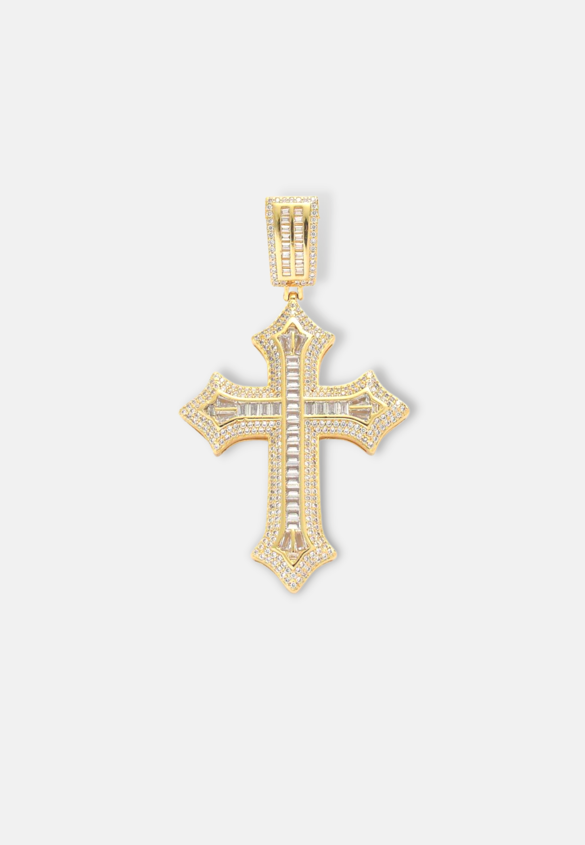 Hillenic Gold Iced Spiked Cross Pendant