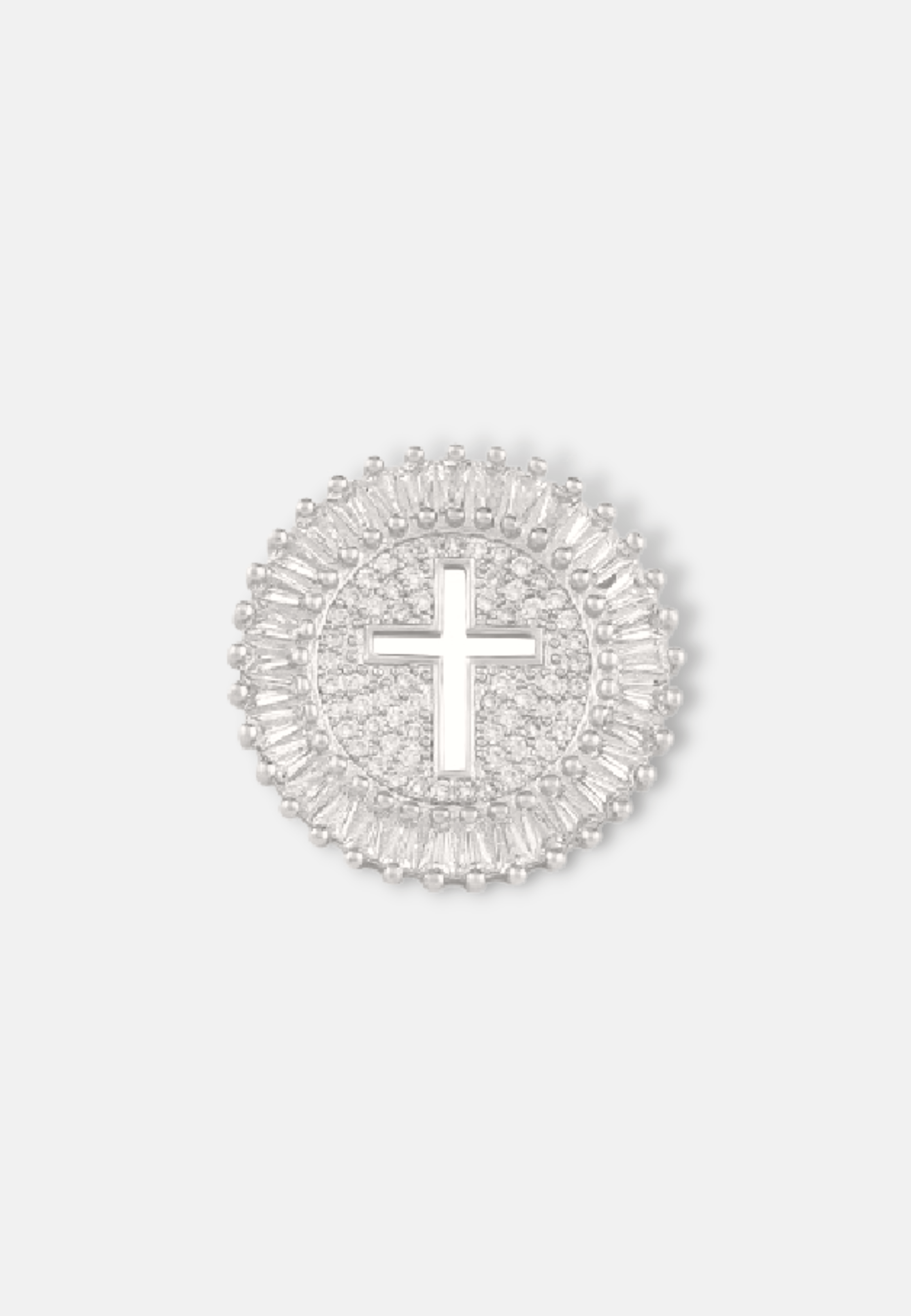 Hillenic Silver Iced Hallow Cross Pendant