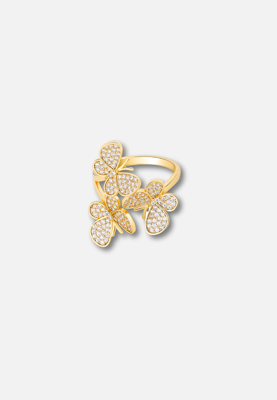 Hillenic Gold Iced Butterfly Ring