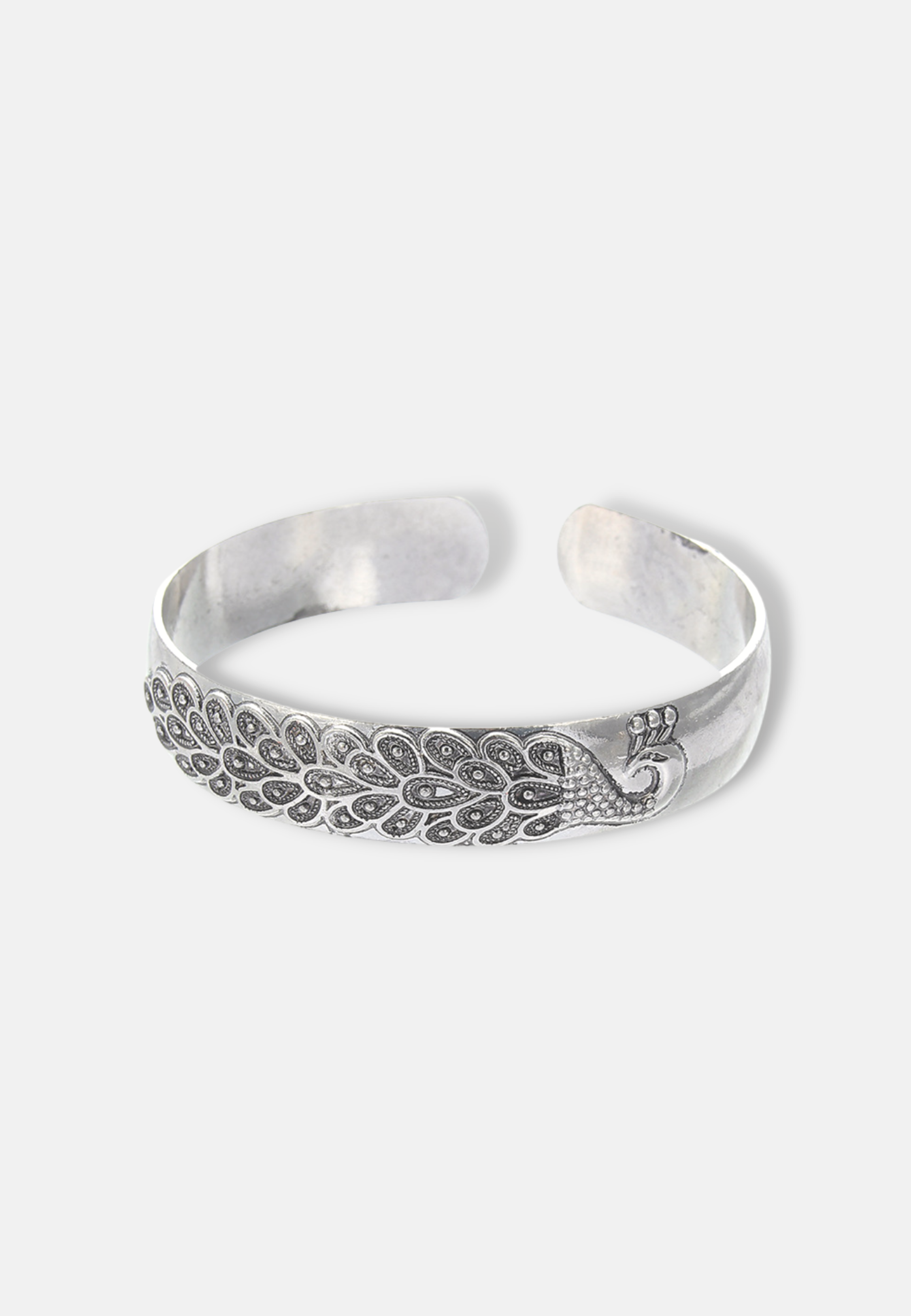 Hillenic ANTIQUE OPEN BANGLE - PEAFOWL