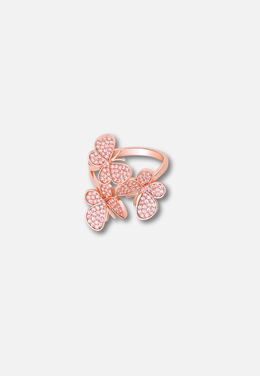 Hillenic Rose Gold Iced Butterfly Ring