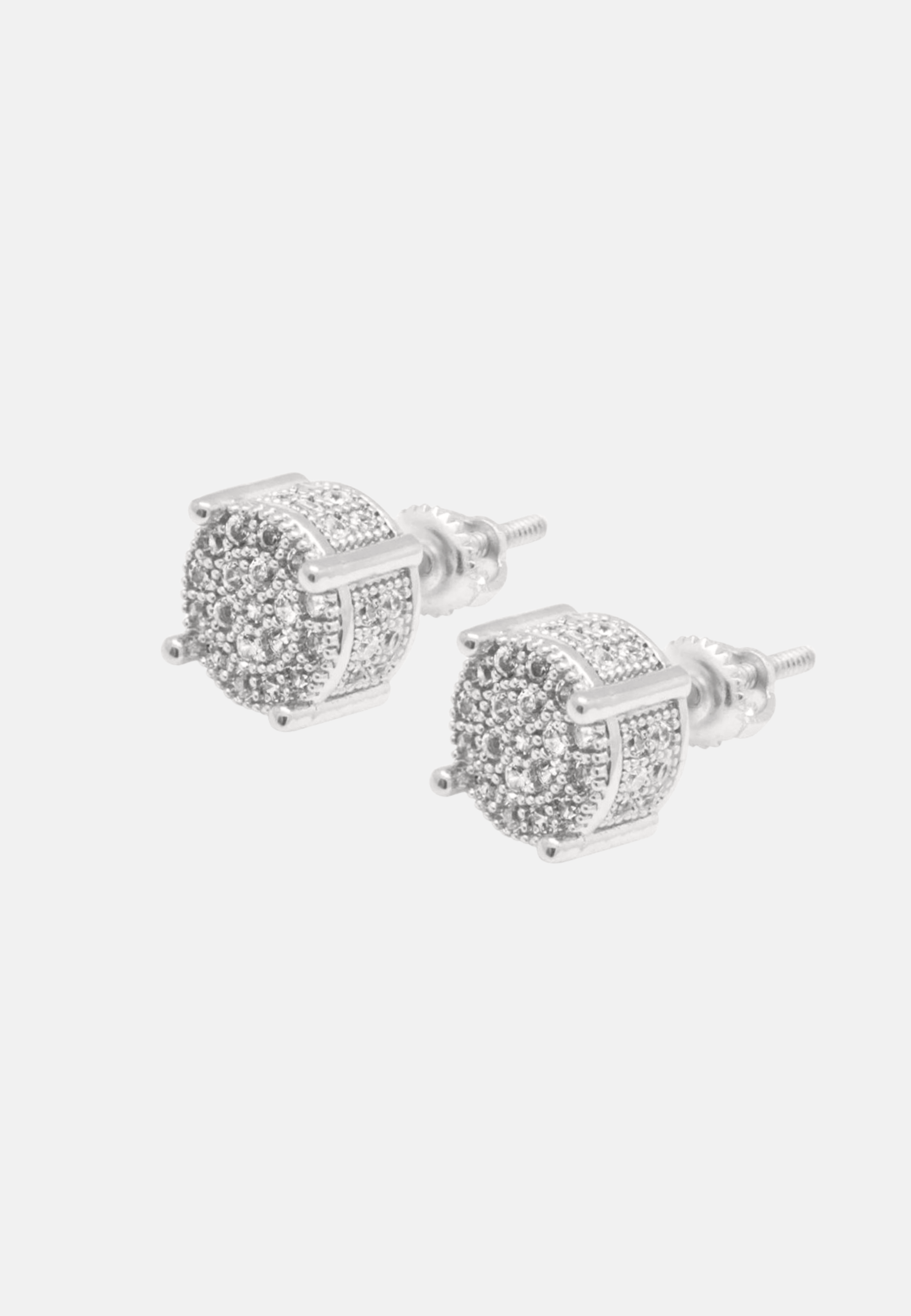 Hillenic Silver 4A Pin Iced Earrings