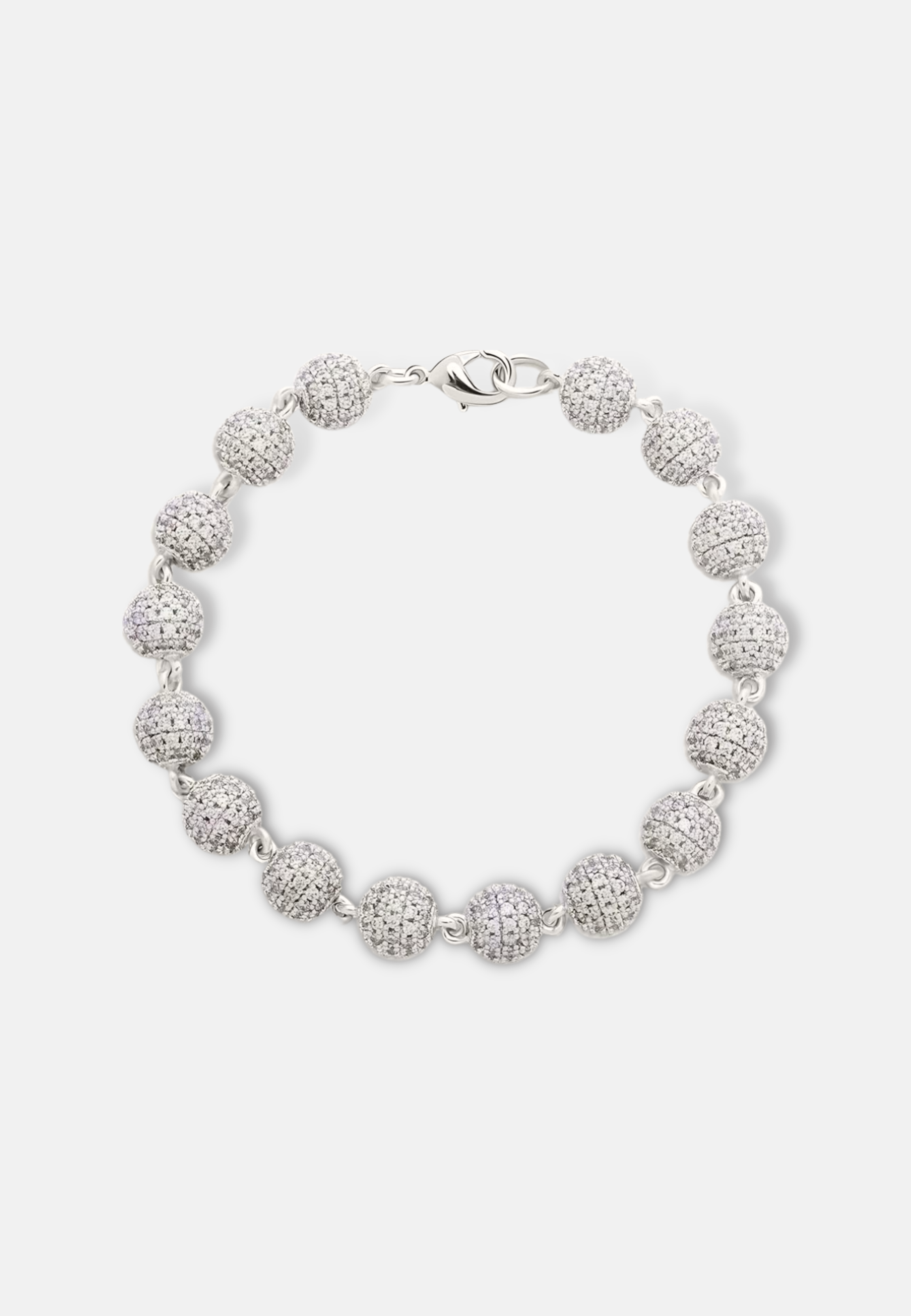 Hillenic Silver 8mm Iced Bead Bracelet