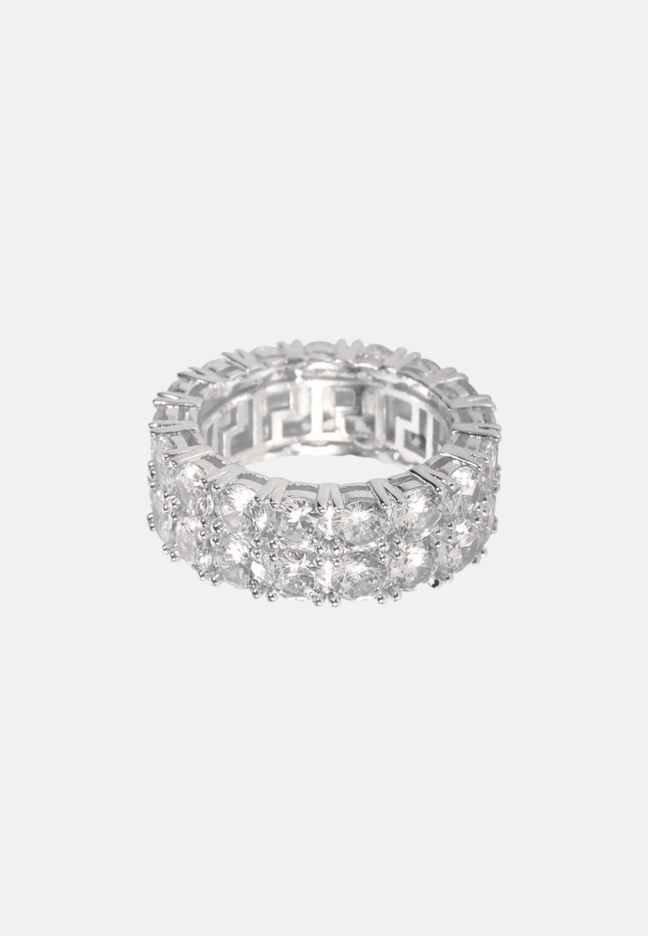 Hillenic Silver Iced Double Row Tennis Ring