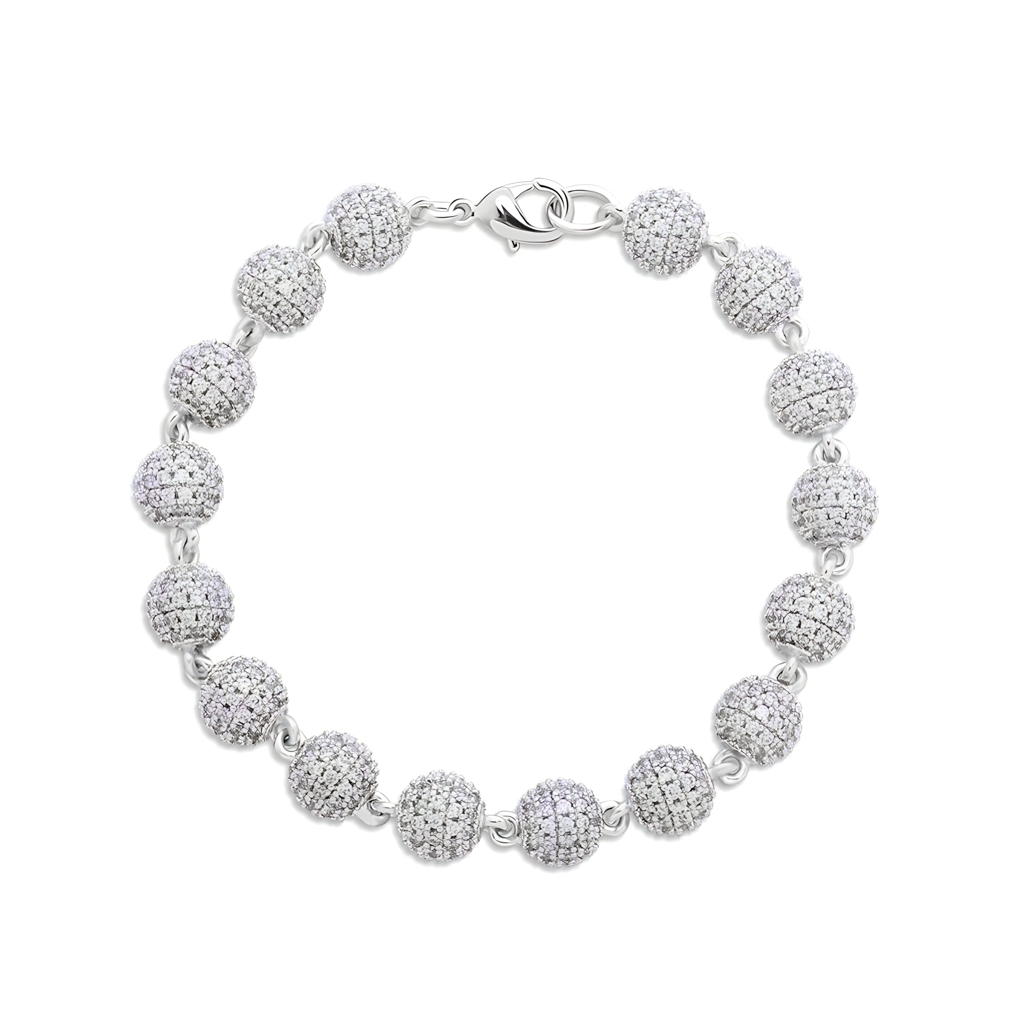 Premium Silver Iced Bead Bracelet